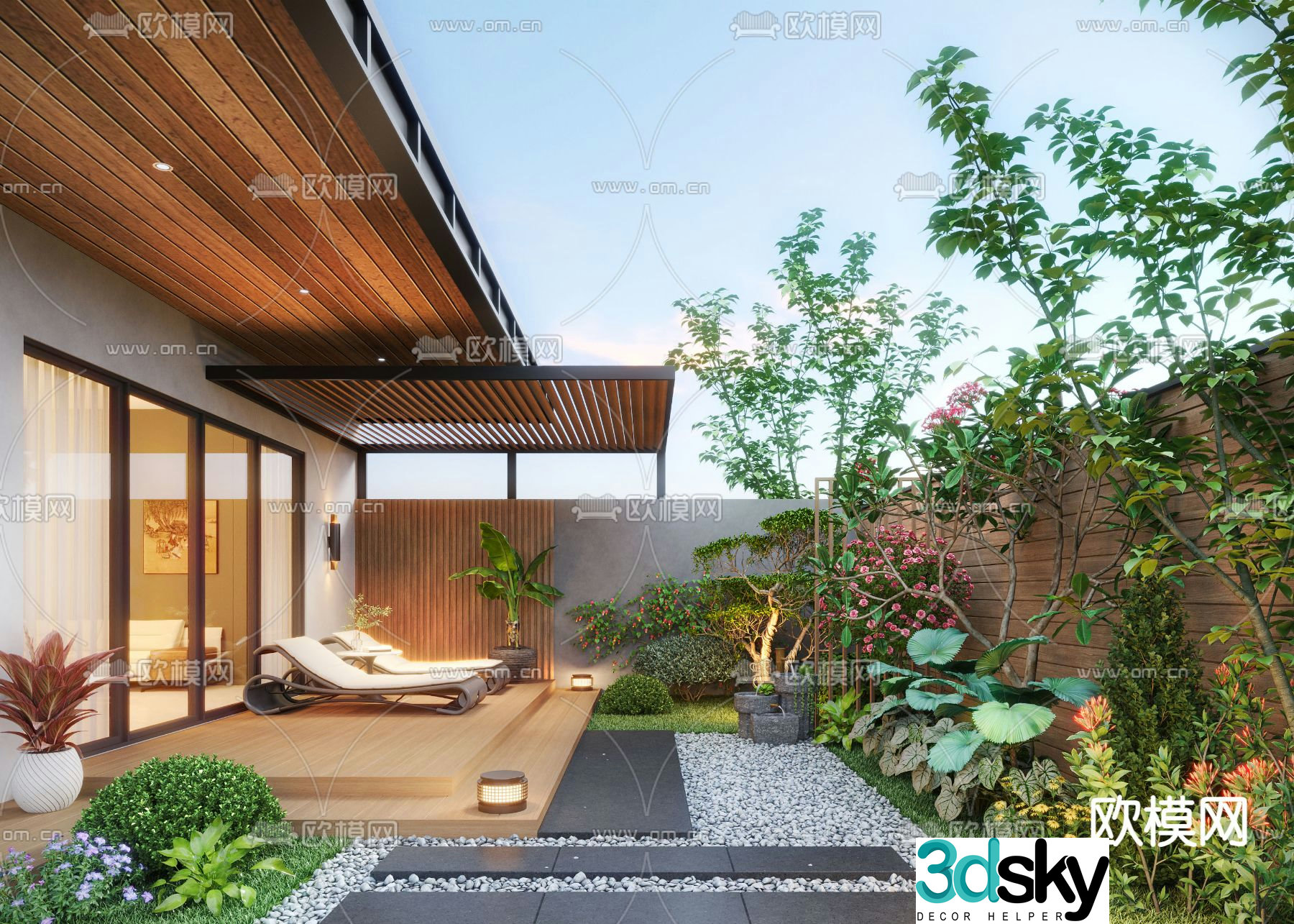 Villa courtyard garden 3d model