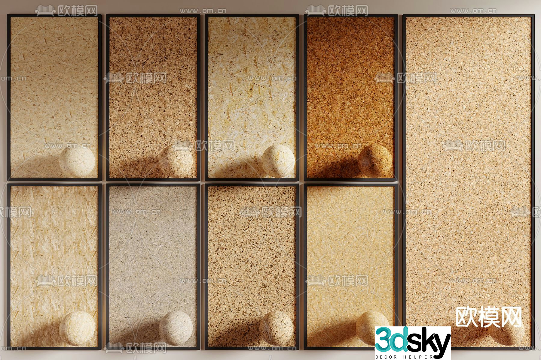 Modern solid wood pellet board Osong board 3D model