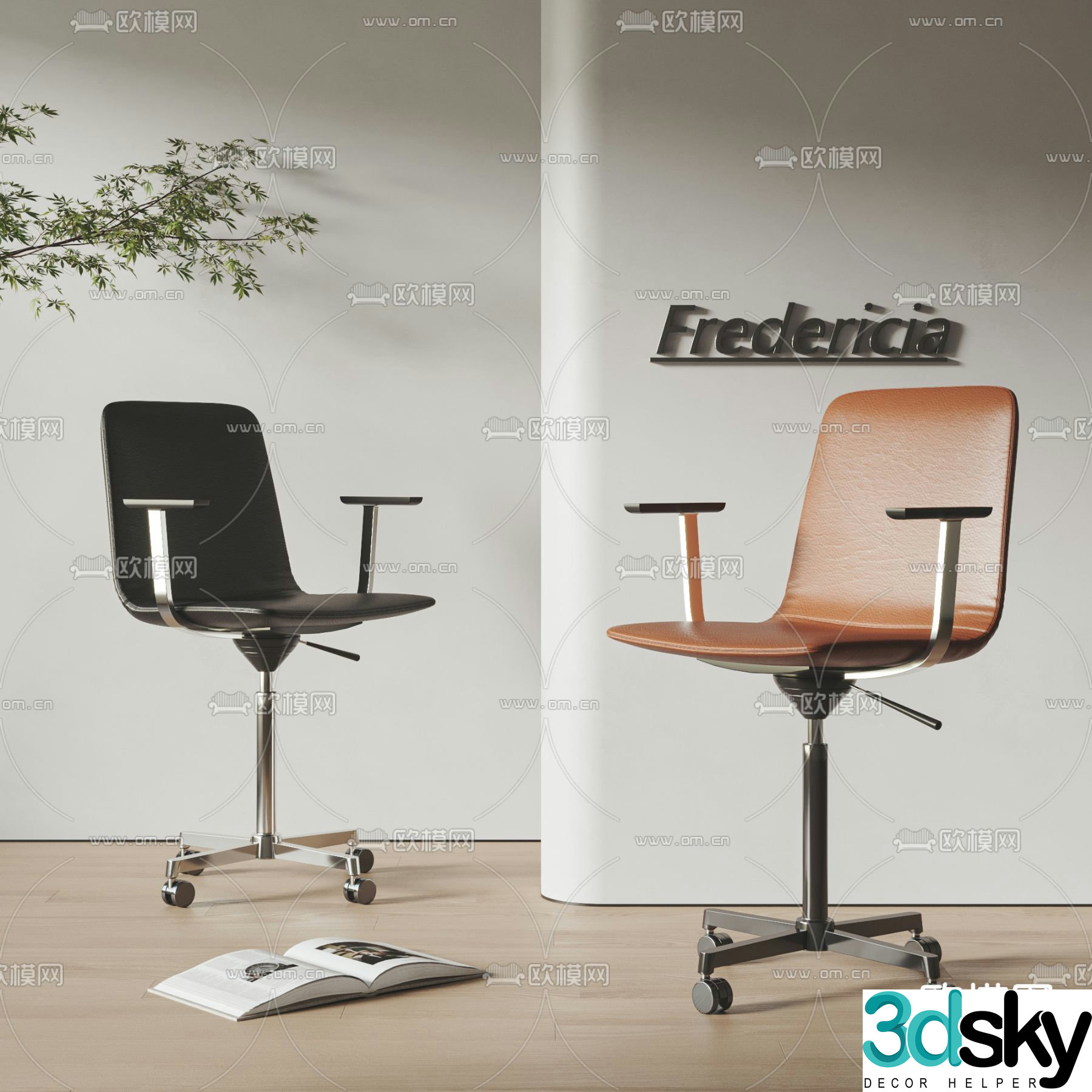 FREDERICIA office chair swivel chair 3d model