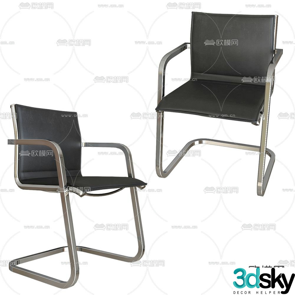 Aluminia leather office chair 3d model