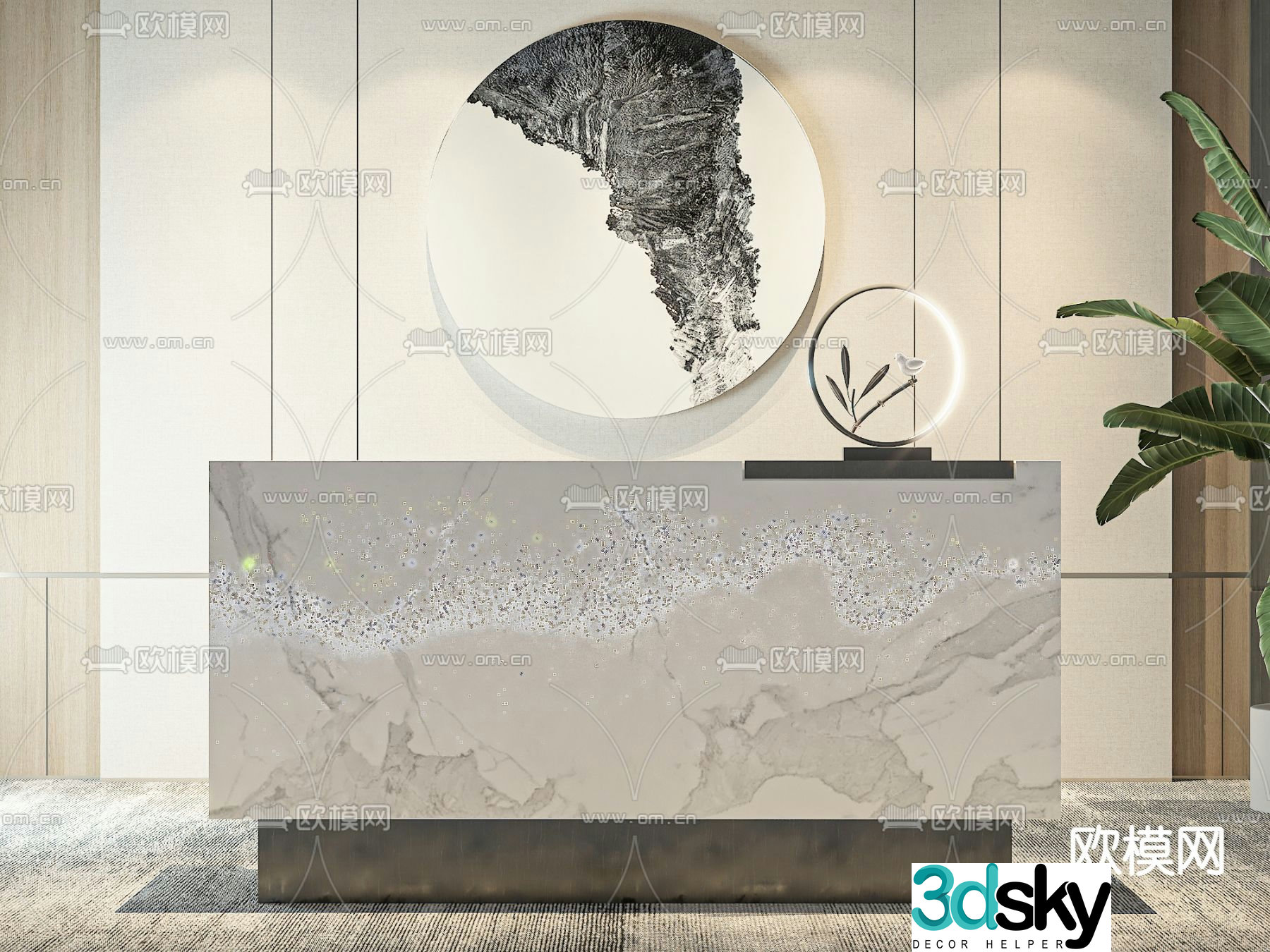 Modern front desk reception desk cashier 3d model