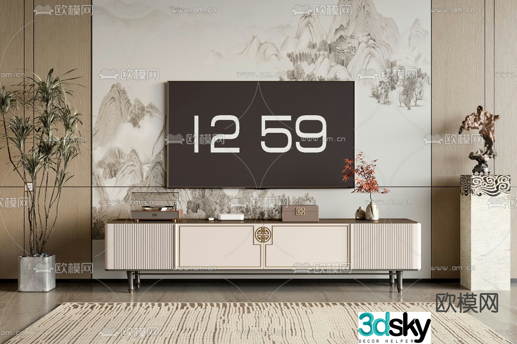 New Chinese style TV cabinet 3d model