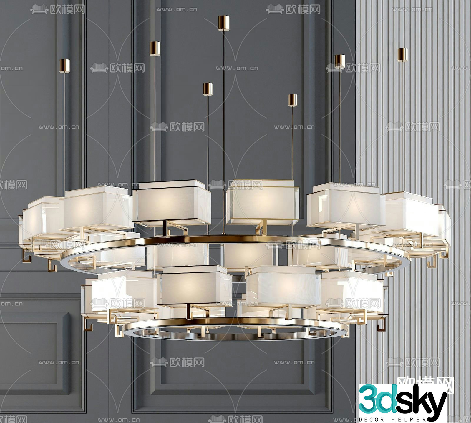 New Chinese style chandelier 3d model