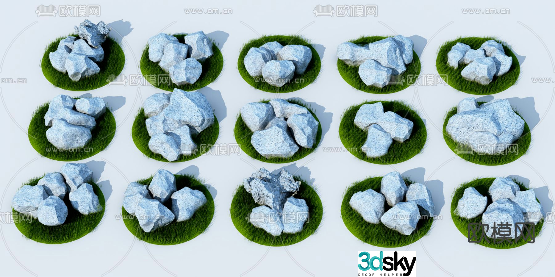 Modern stone landscape stone rockery 3d model