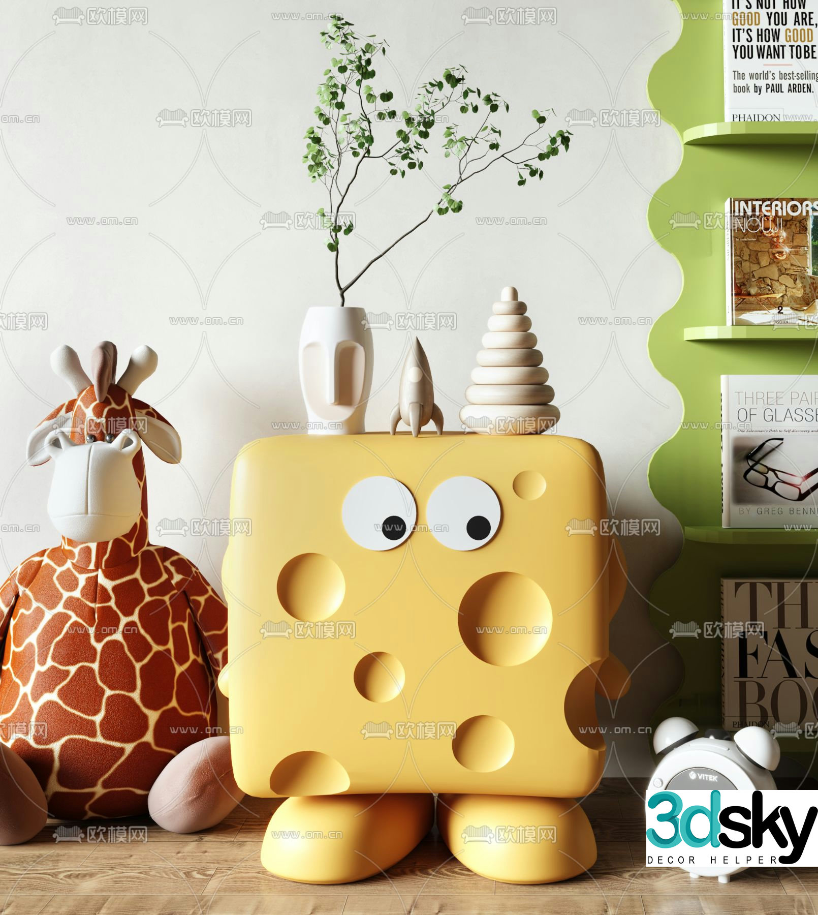 Modern children’s bedside table 3d model