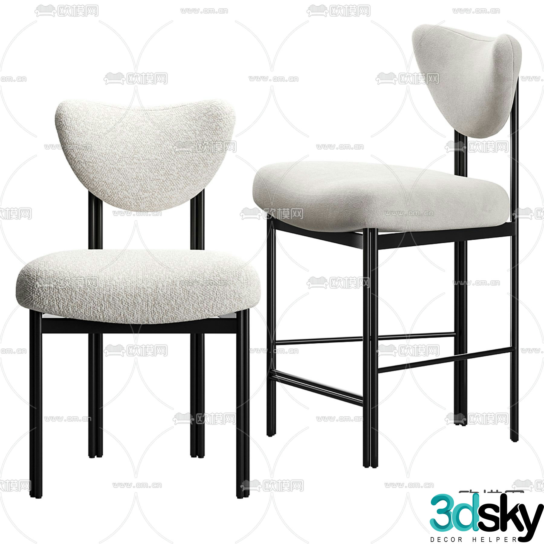 cooper chair chair dining chair high stool 3d model
