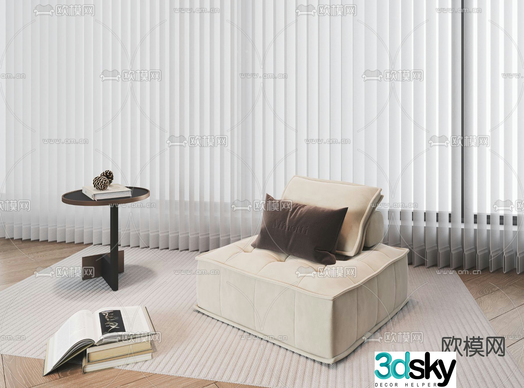 Single sofa upholstered sofa 3d model