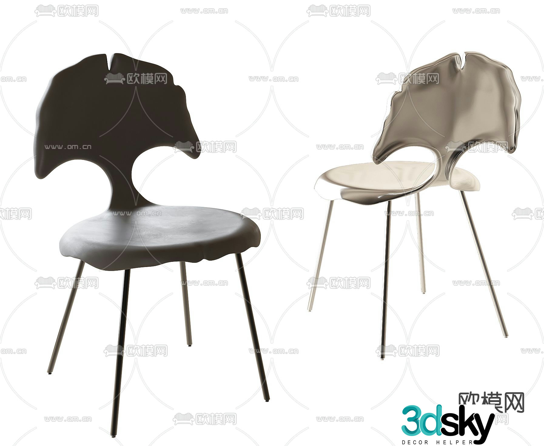 French chair dining chair single chair 3d model