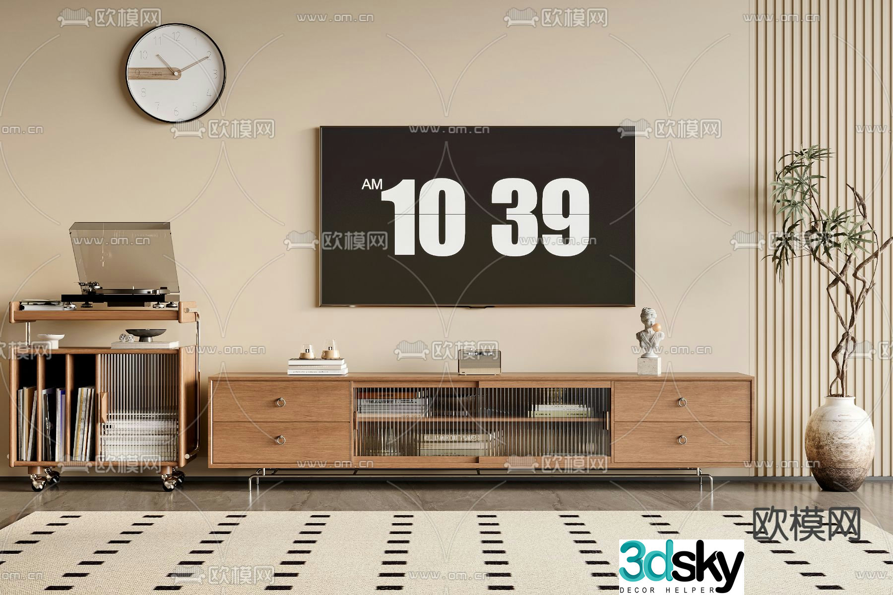 Medieval style TV cabinet 3D model