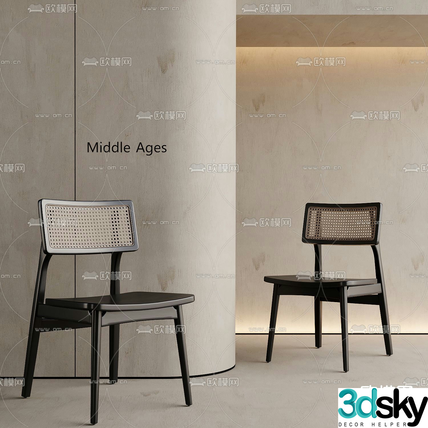 Medieval style chair dining chair 3d model