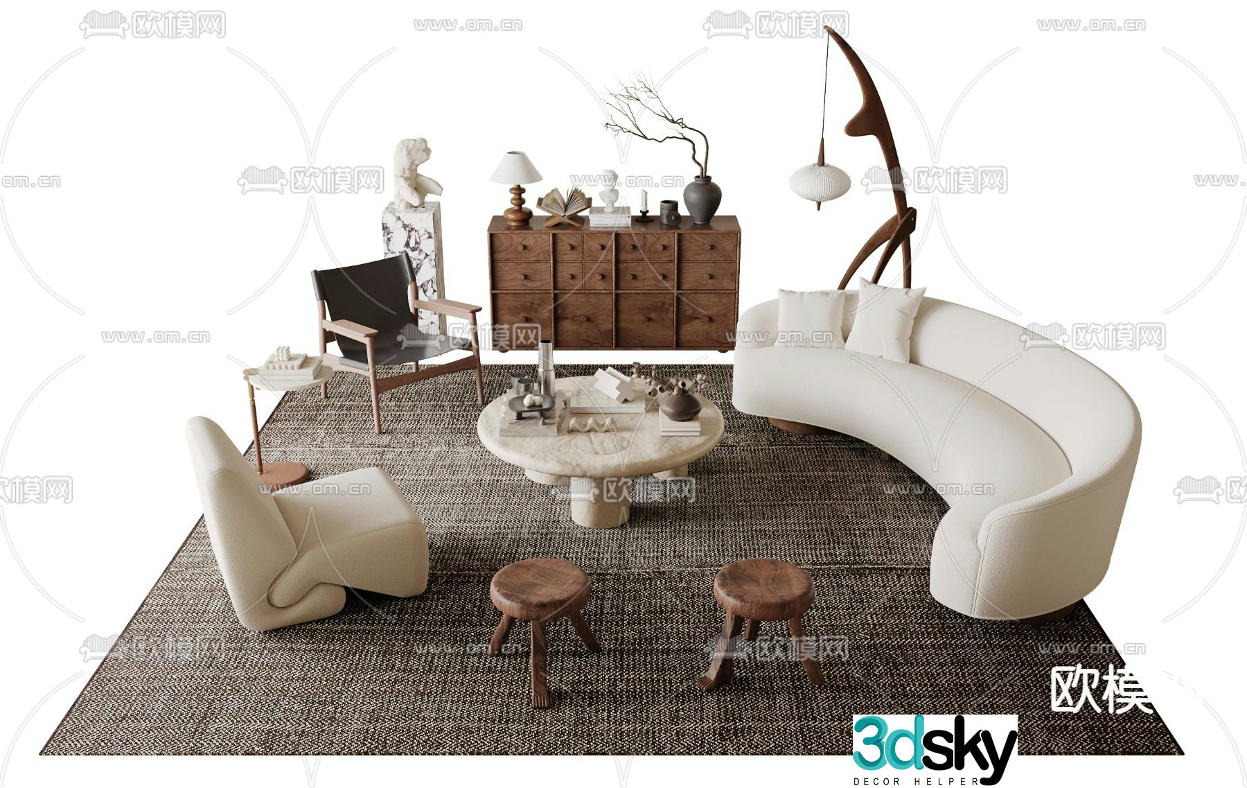 Medieval style modular sofa 3D model