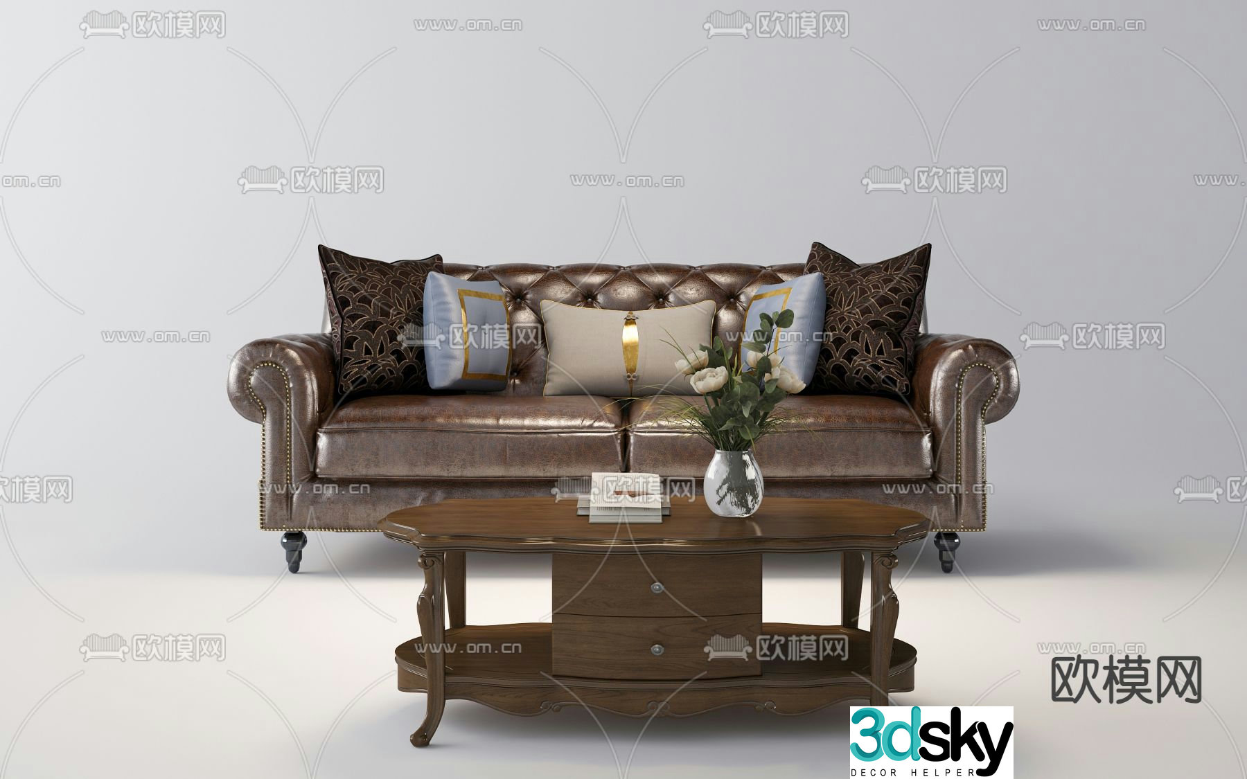 American double sofa 3d model