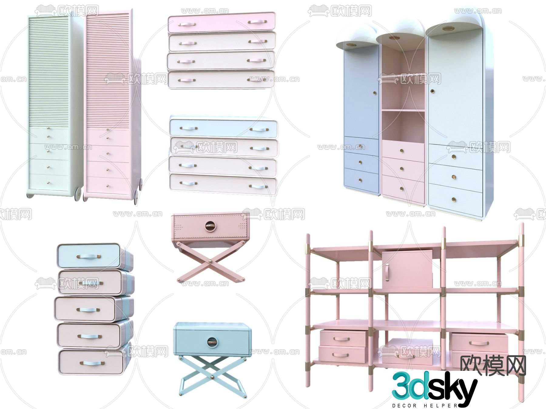 Macaron cabinet children’s cabinet toy cabinet 3d model