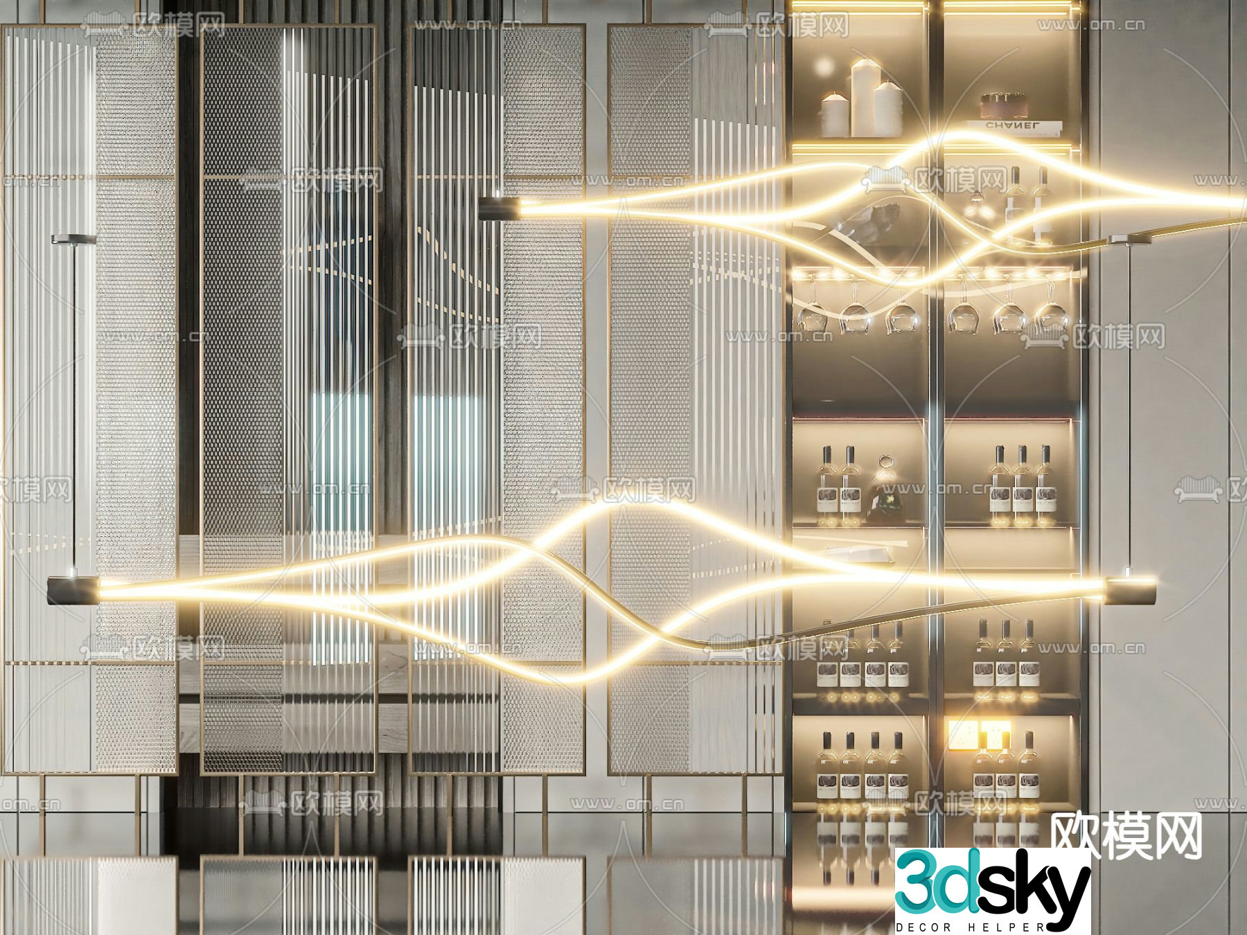 Lamp tube chandelier 3d model