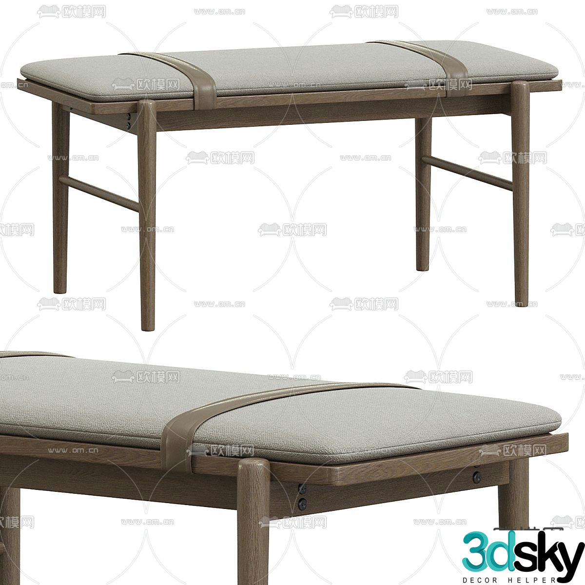 Modern footrest bedside stool sofa stool 3d model