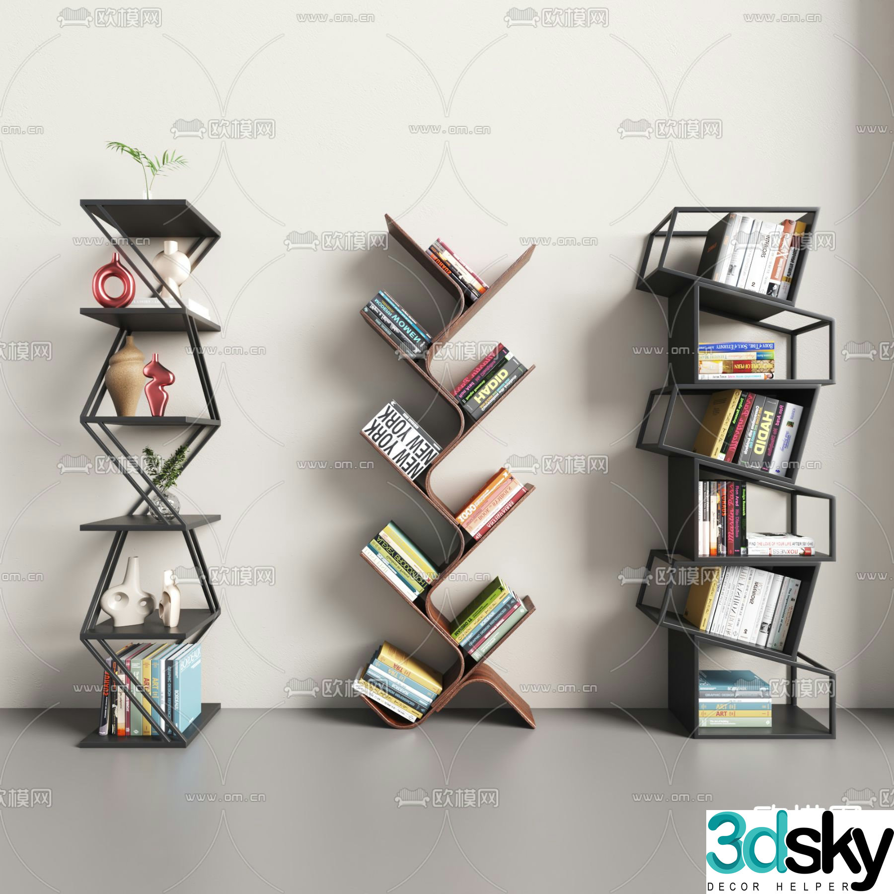 Modern vertical bookshelf simple bookshelf iron bookshelf 3d model