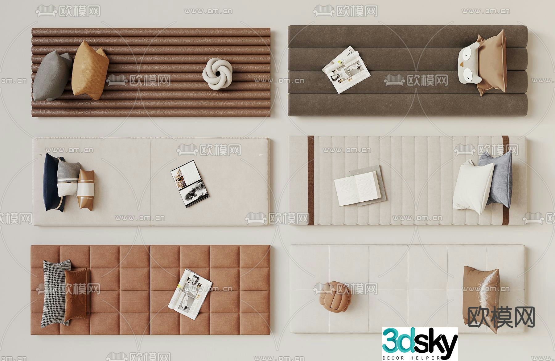 Modern bay window cushion cushion 3d model