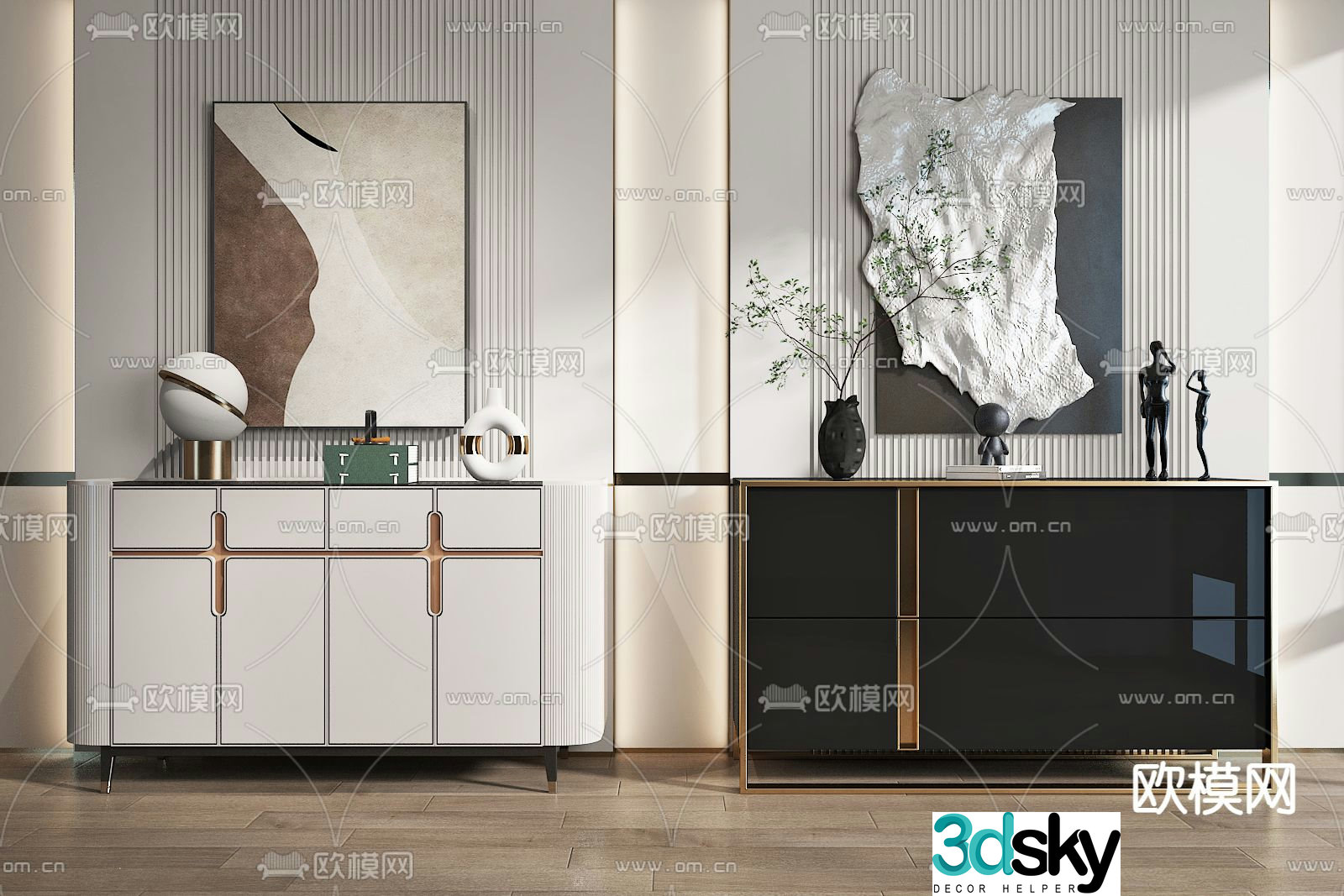 Light luxury entrance cabinet end view cabinet 3D3d model