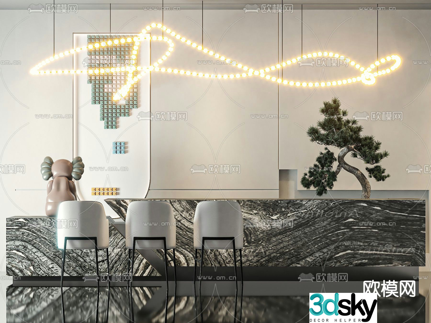 Modern front desk reception desk service desk 3d model