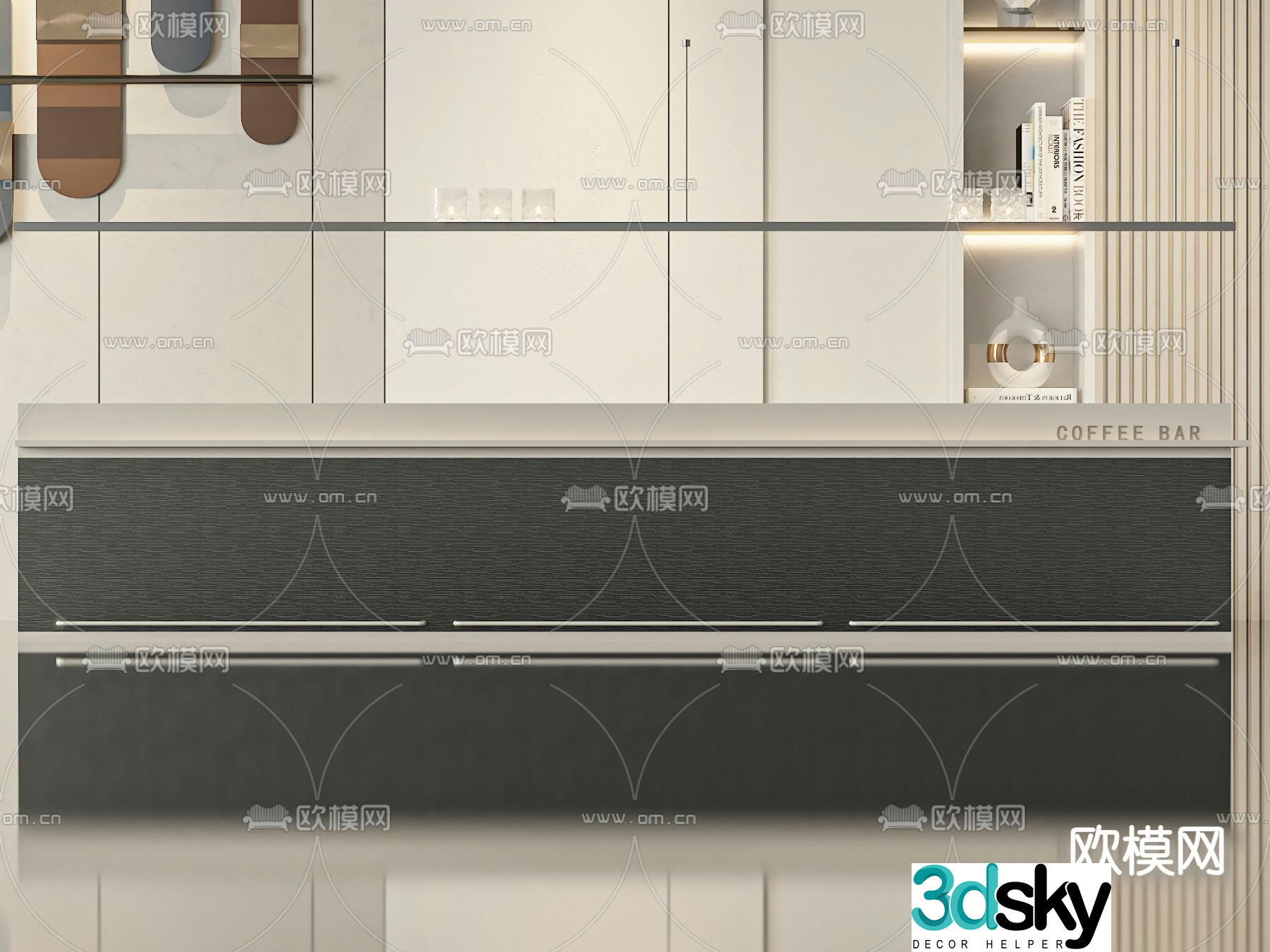 Modern front desk reception desk service desk 3d model