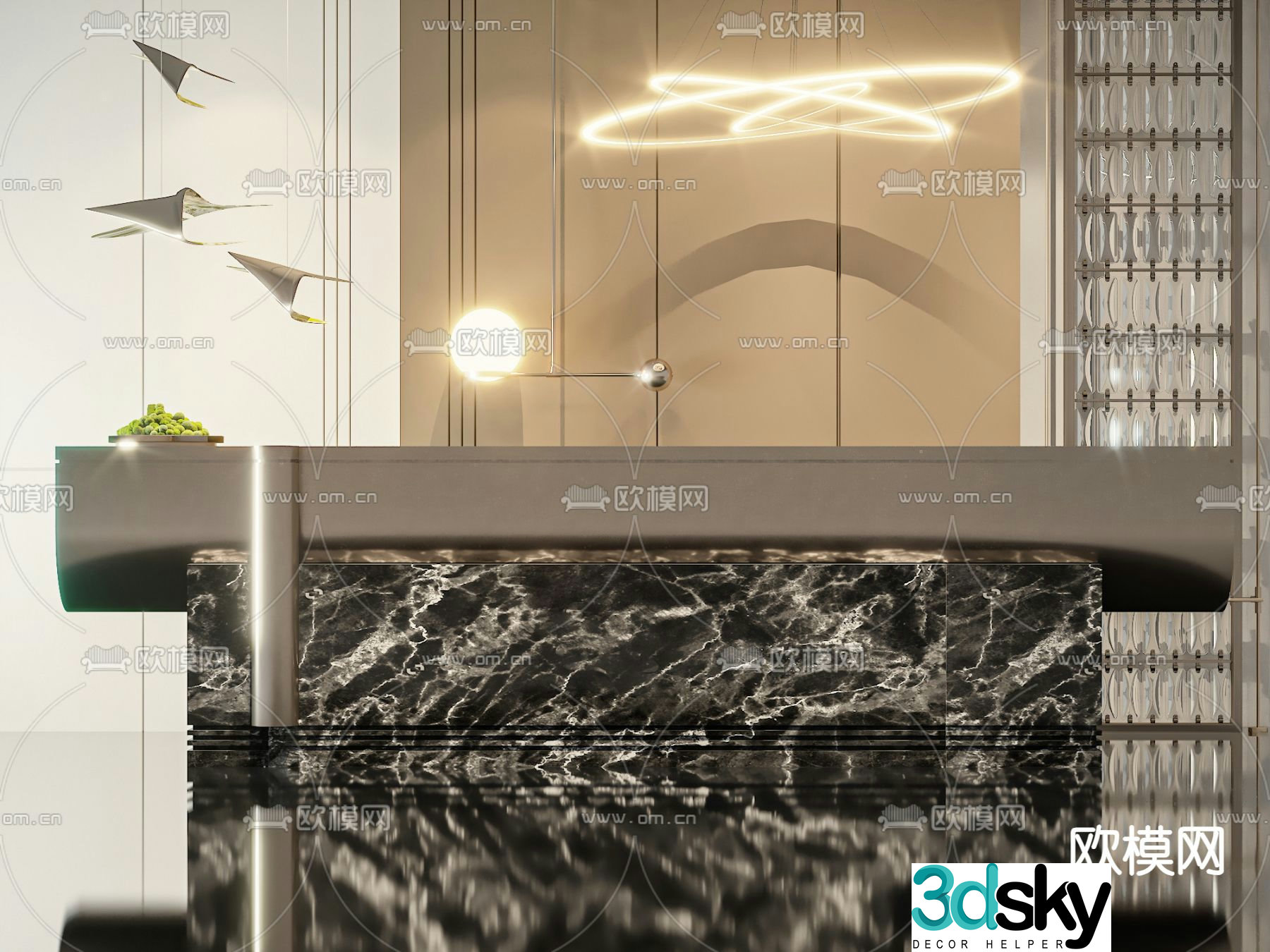 Modern front desk reception desk service desk 3d model