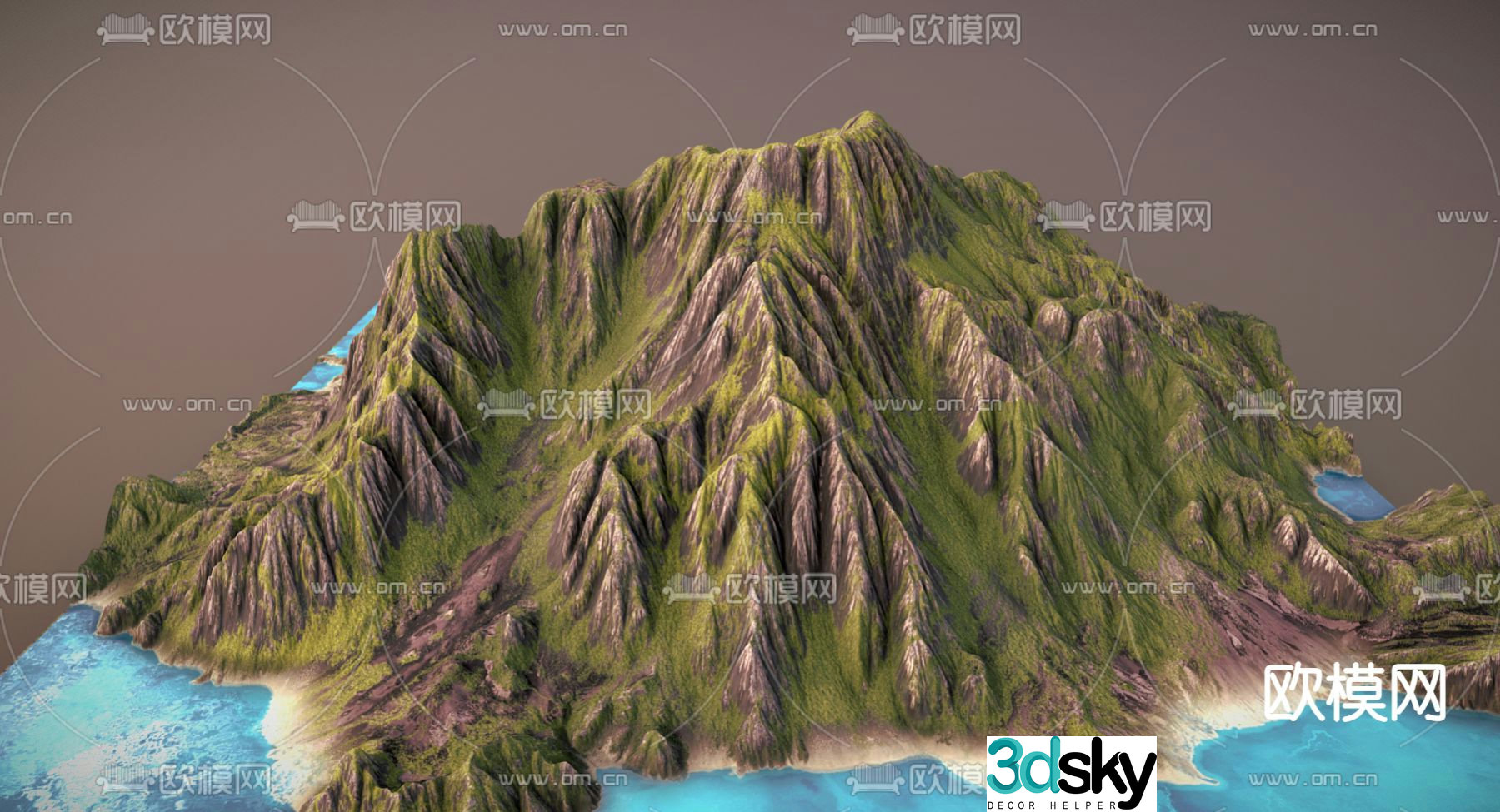 Modern dormant volcano 3d model