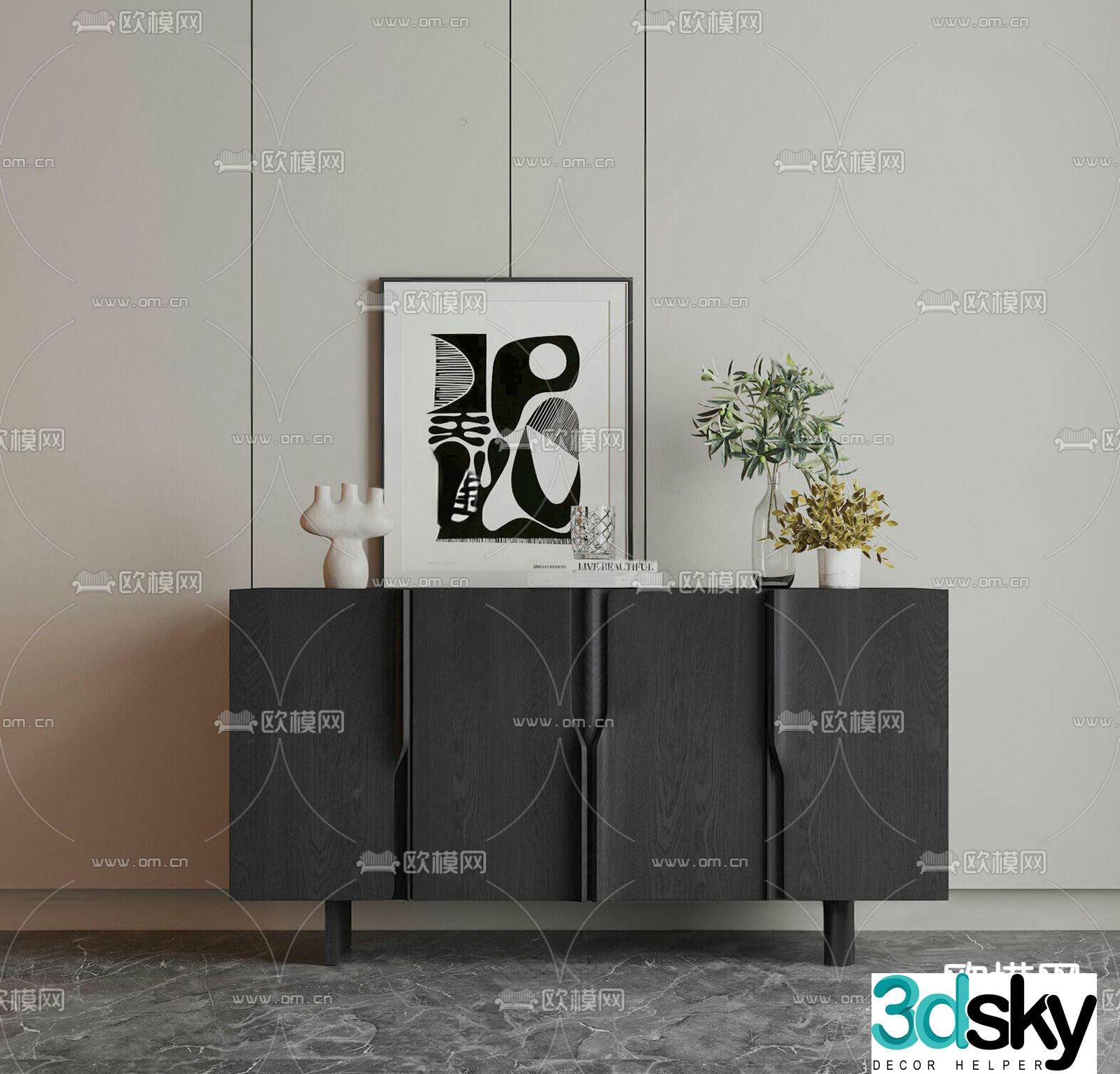 Modern side cabinet entrance cabinet 3d model