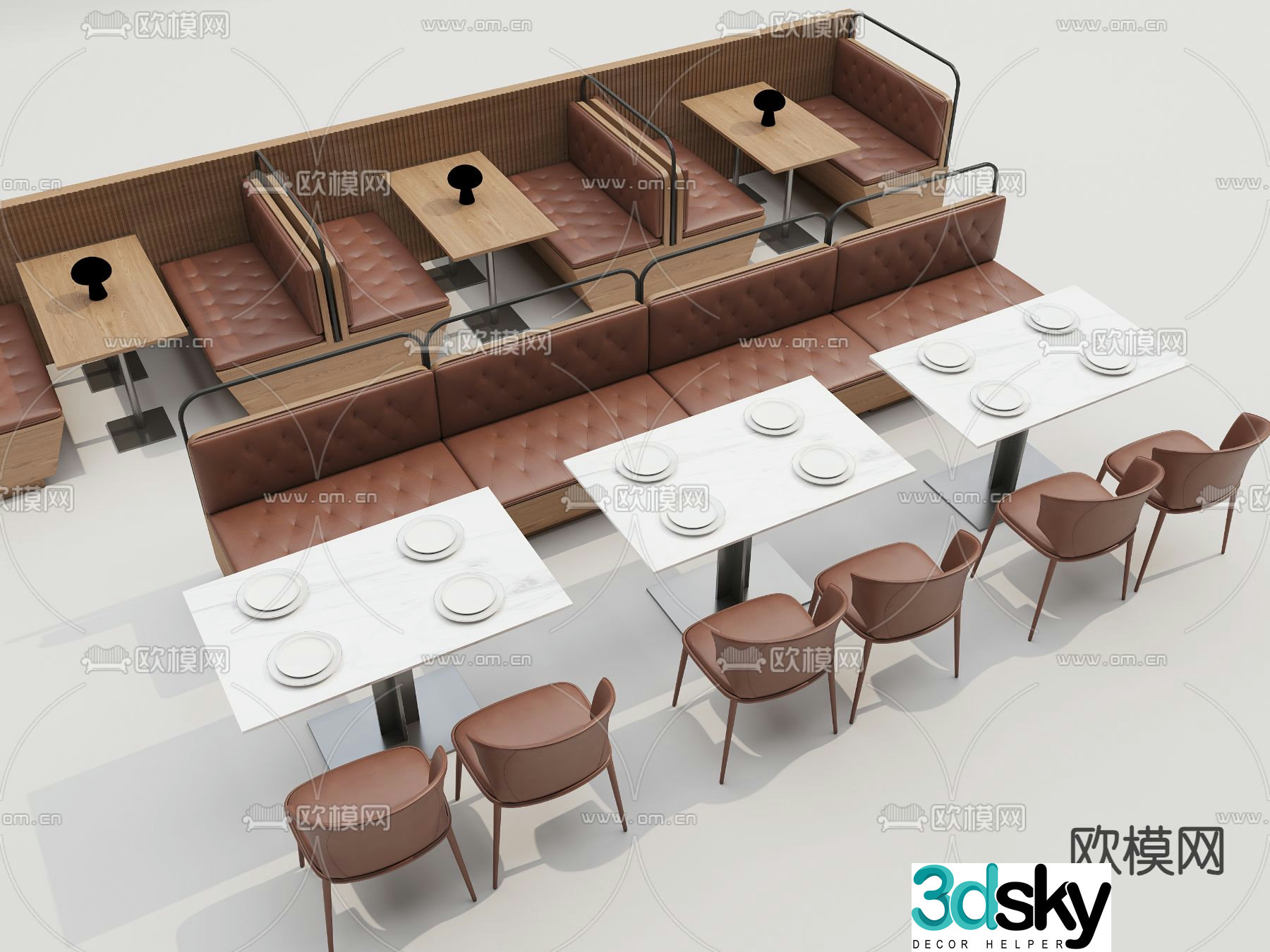 Milk tea shop booth sofa 3d model