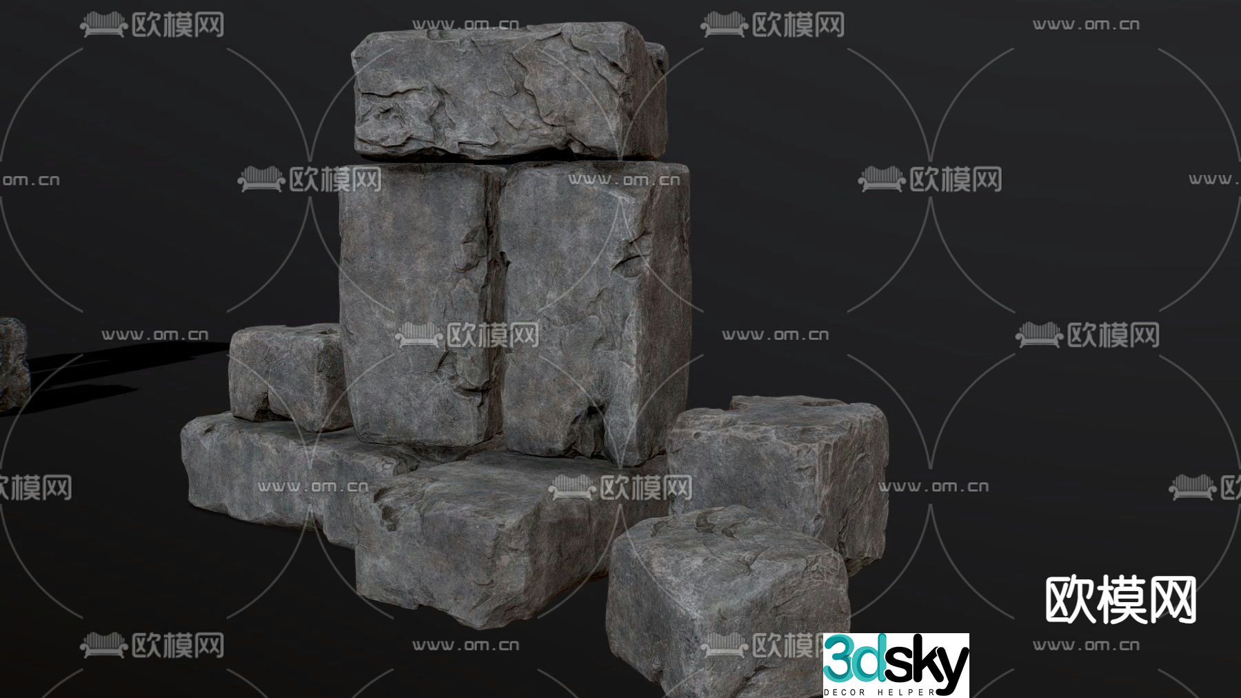 Landscape stones stacked stones stones 3d model