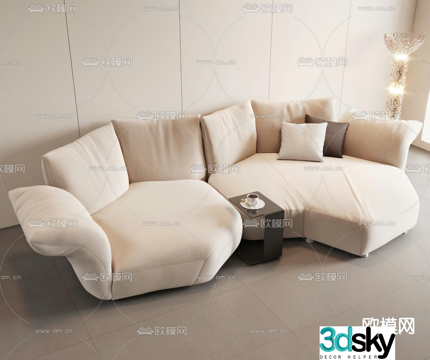 Modern special-shaped sofa multi-person sofa 3D model