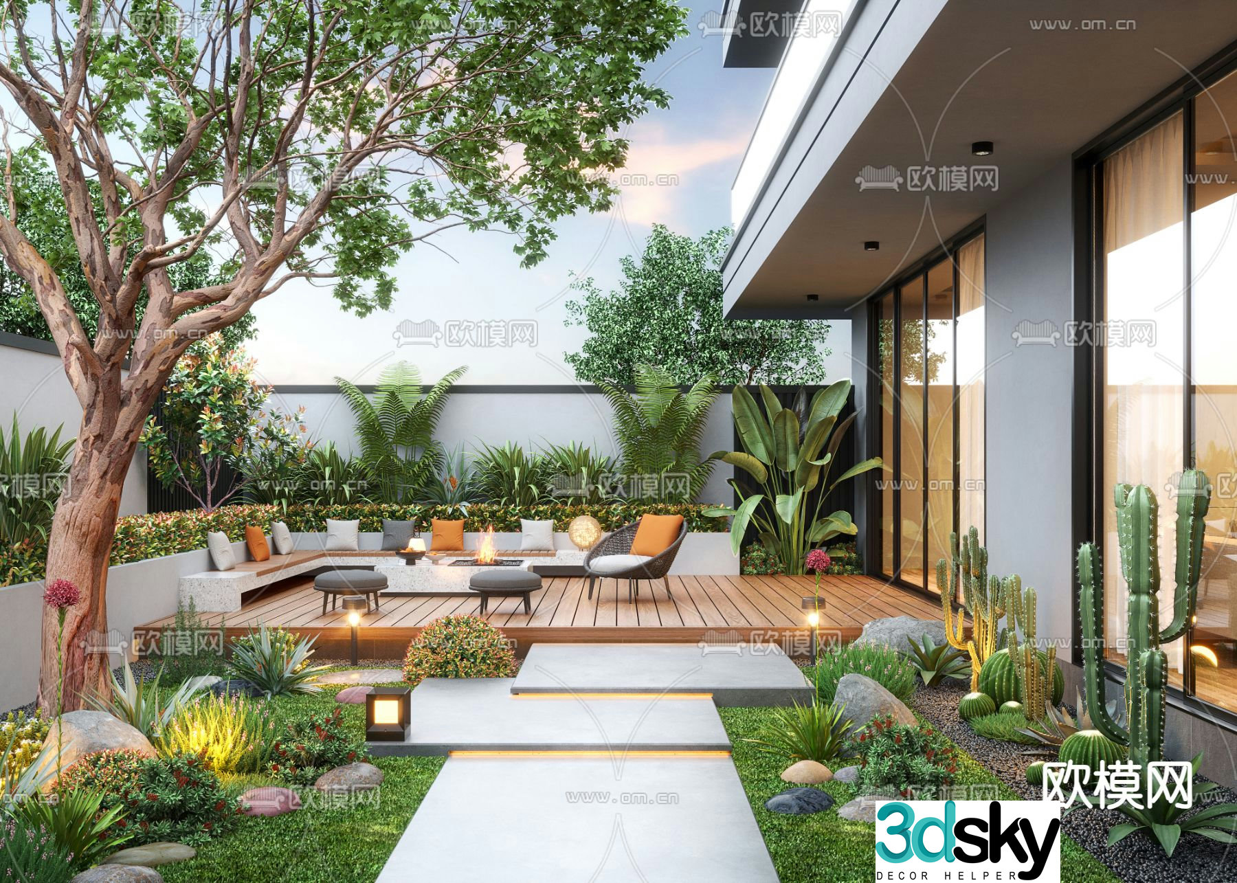 Villa courtyard garden 3d model