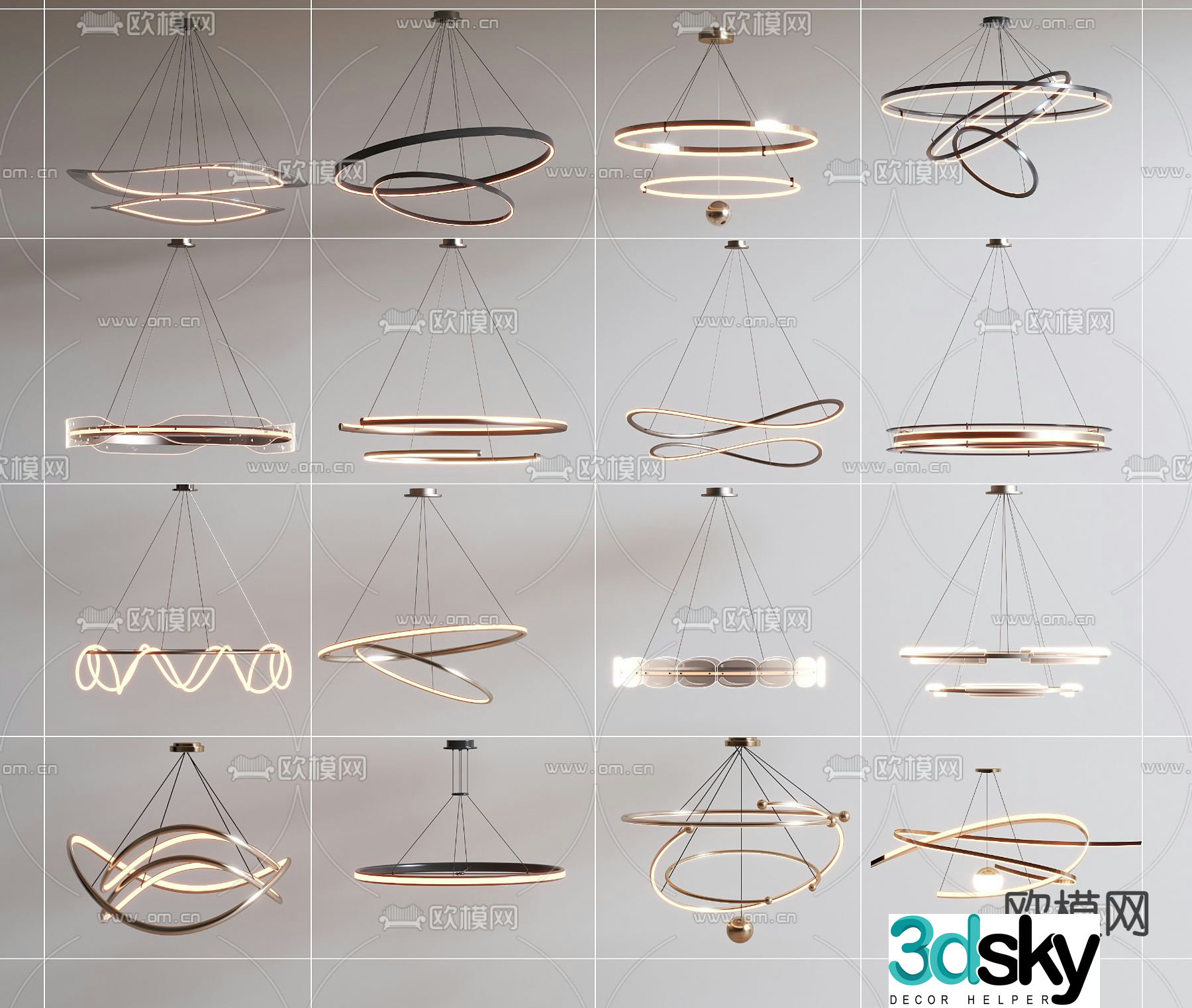 Art chandelier hall chandelier 3d model