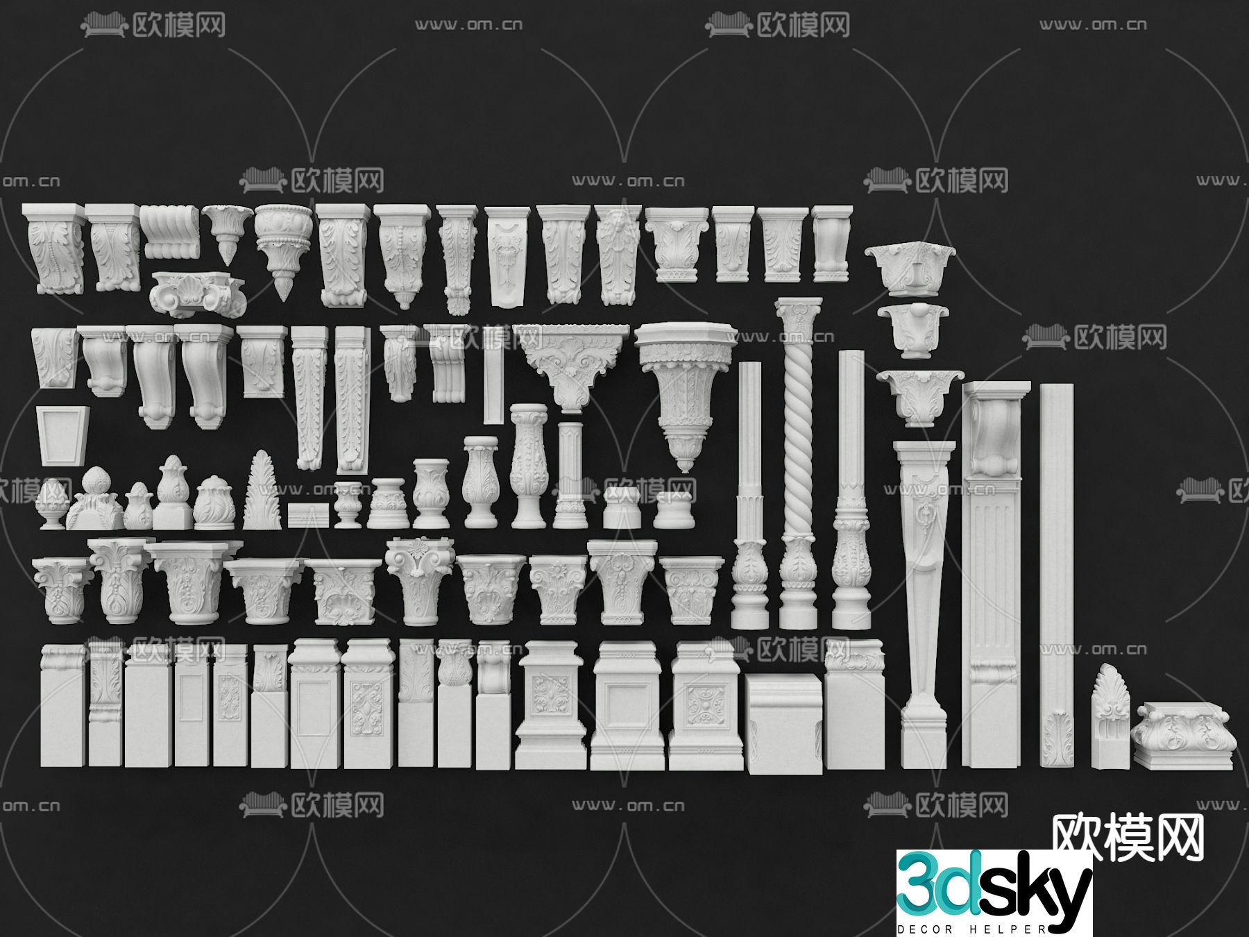 European classical roman column 3D model