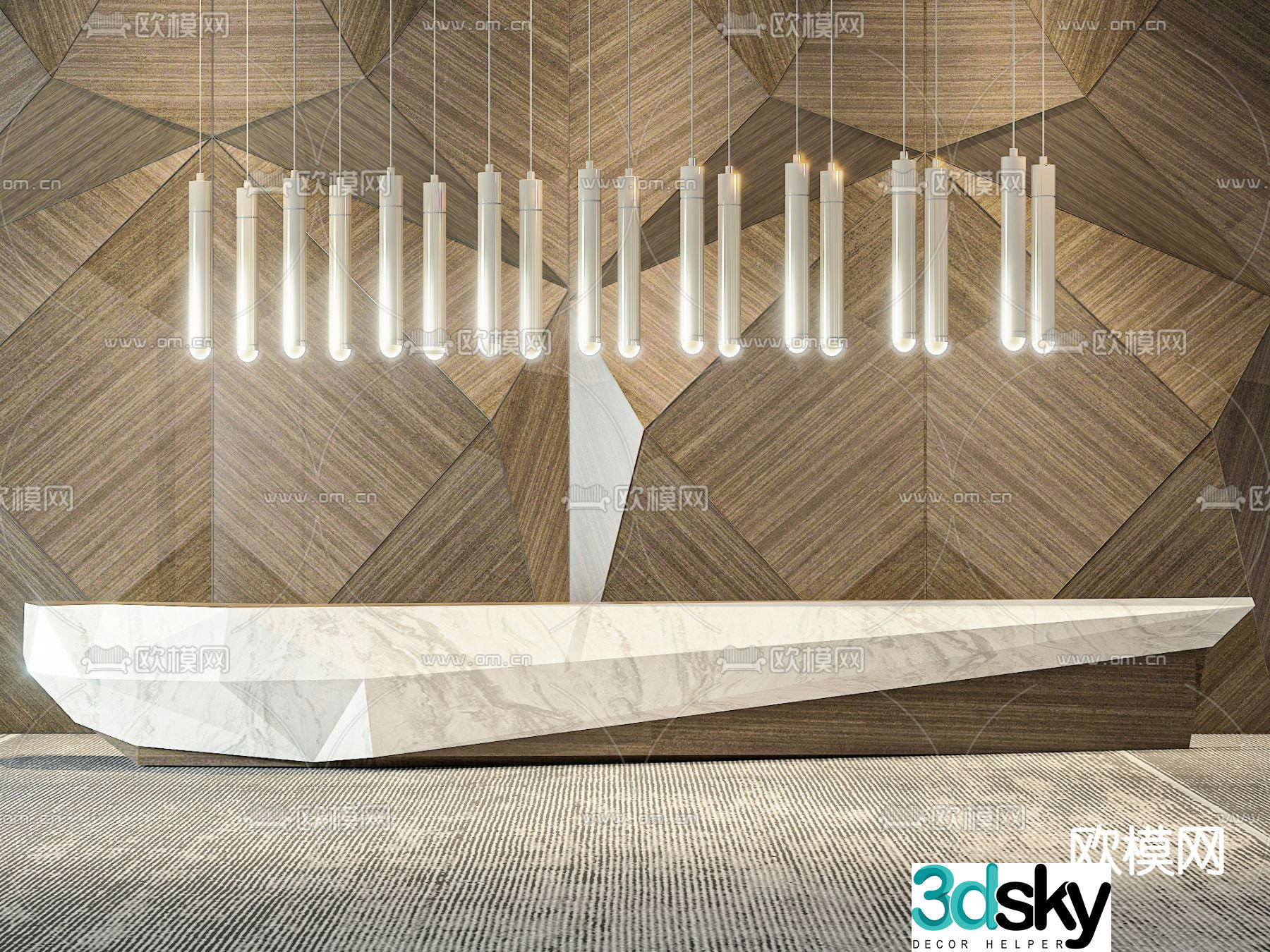 Modern front desk reception desk information desk 3d model