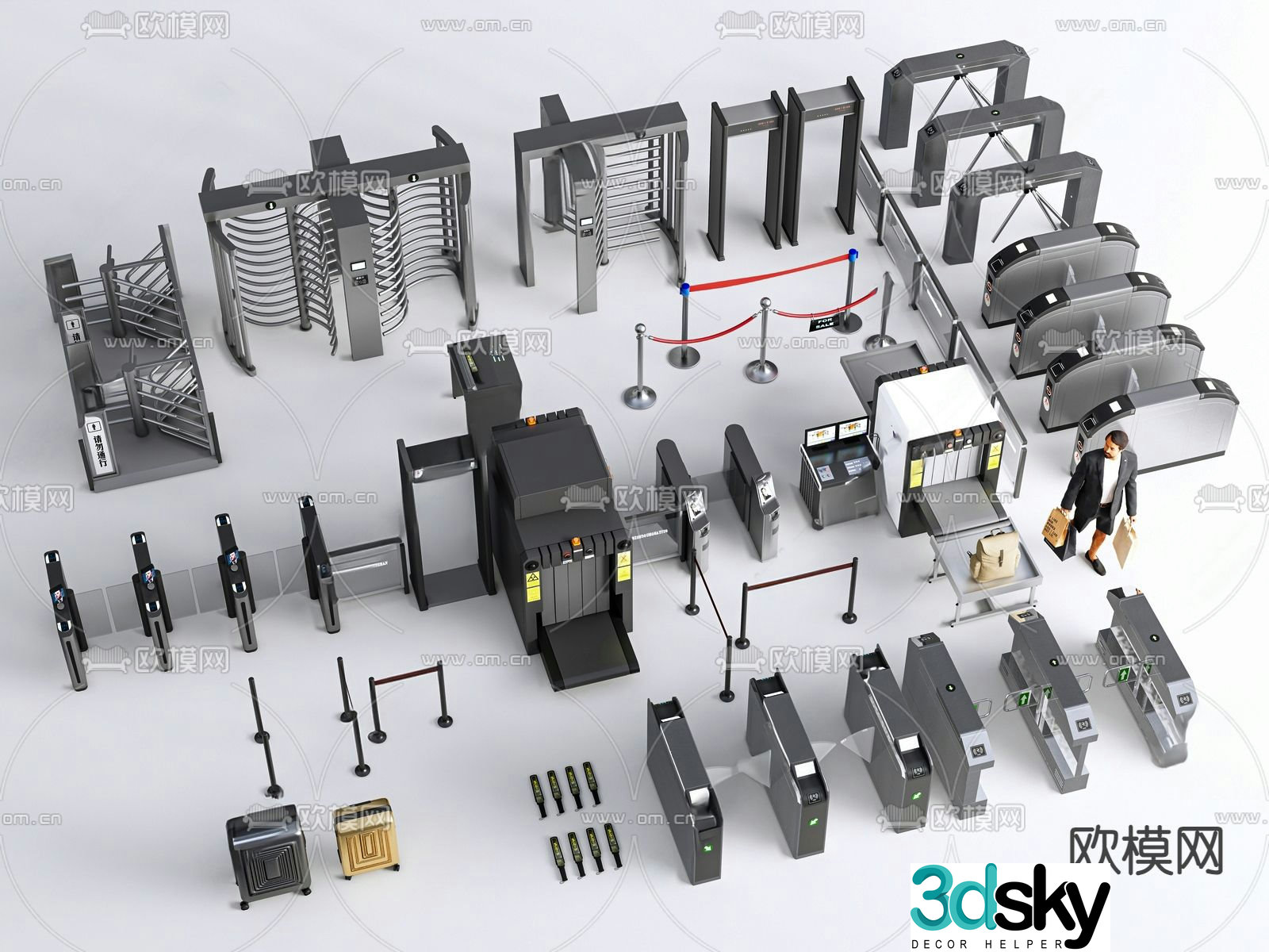 Access control machine, channel gate, subway security inspection, X-ray security inspection machine, security gate 3D model