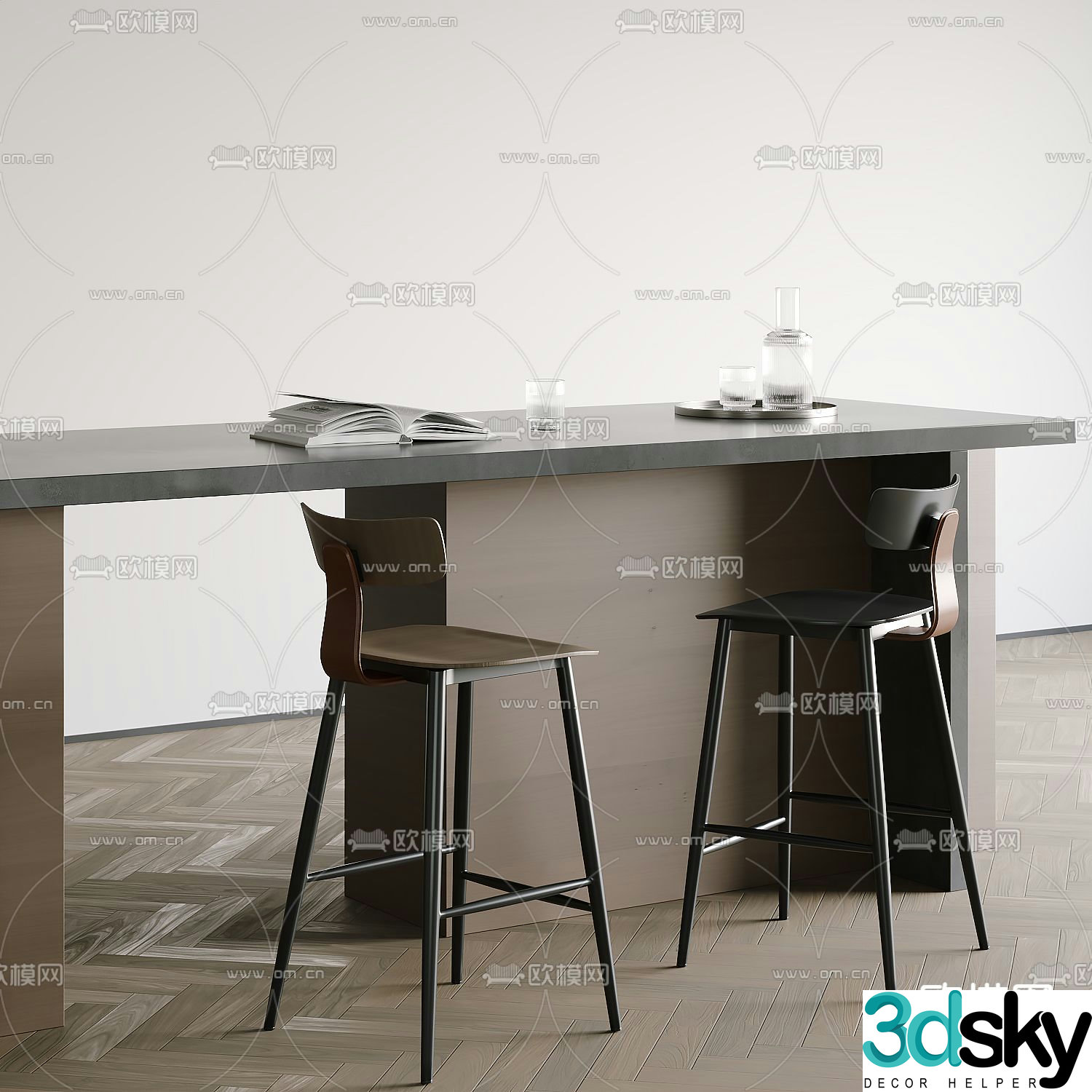Modern bar stool bar stool 3d model