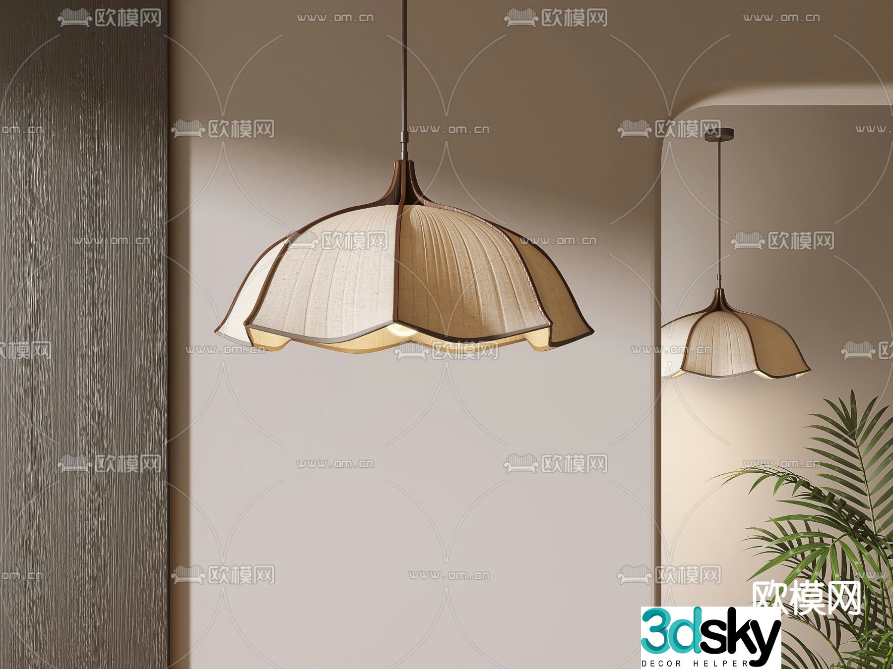 Wabi-sabi style chandelier 3d model