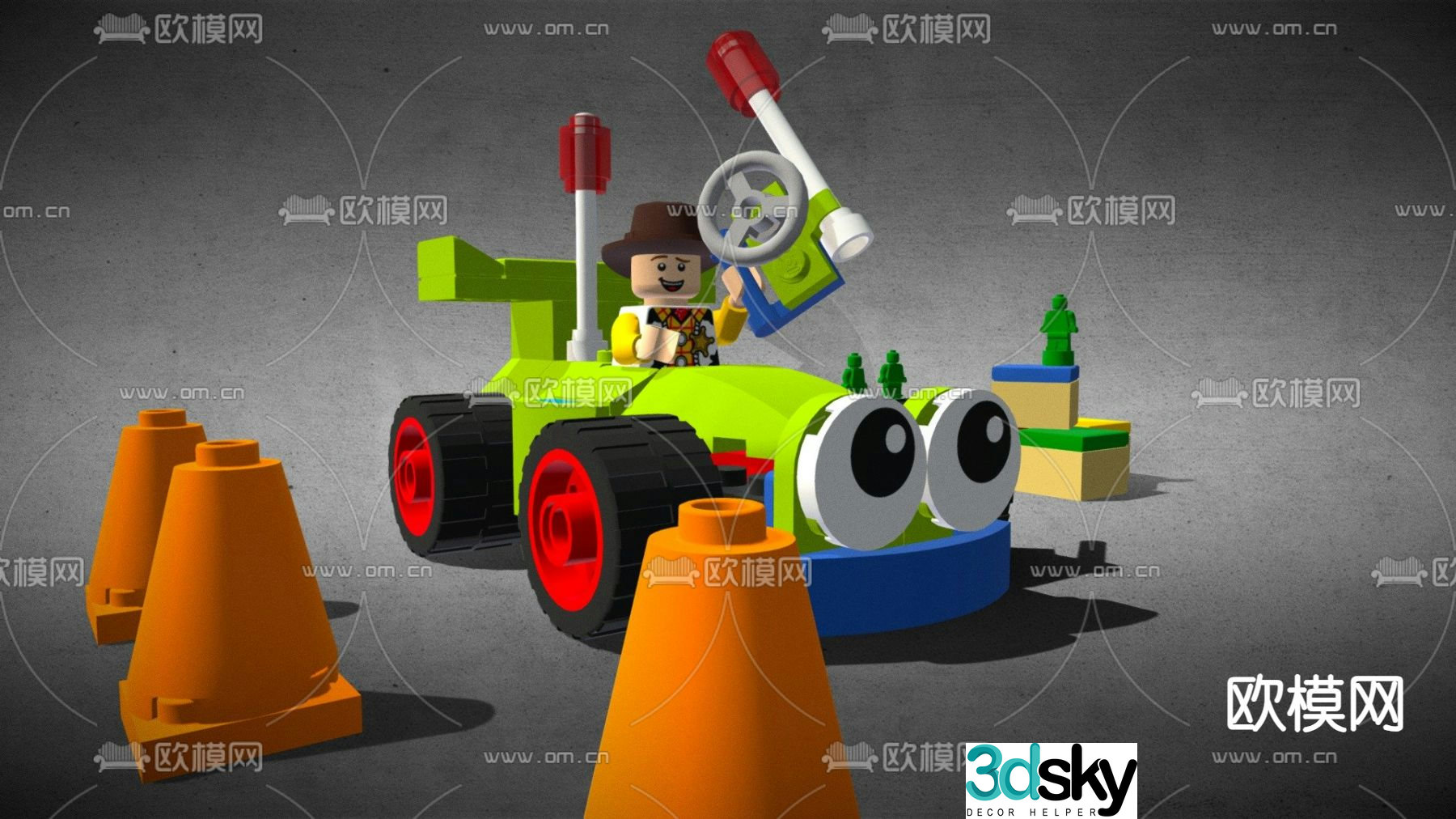 Toy building blocks car 3d model