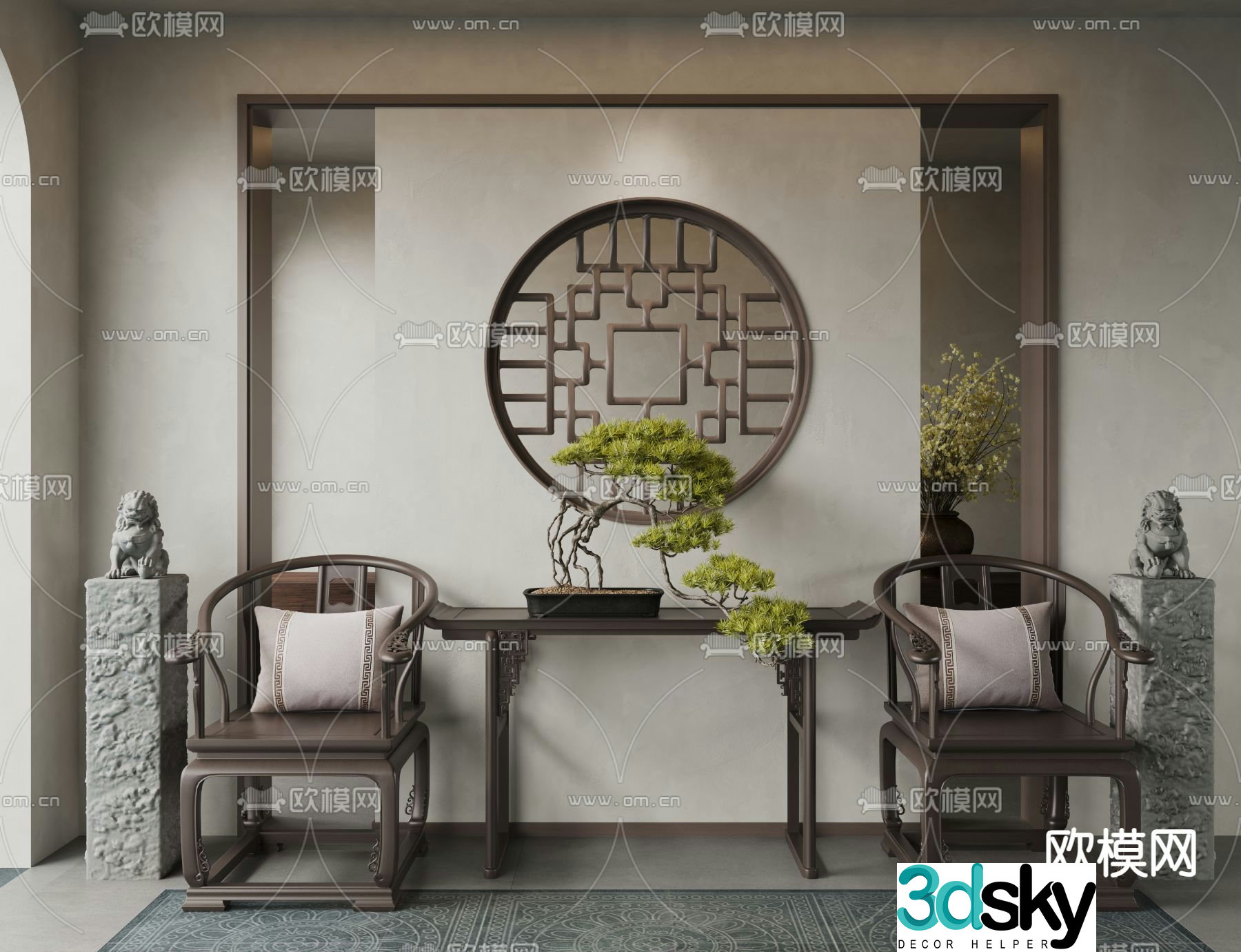 New Chinese style chair armchair 3d model