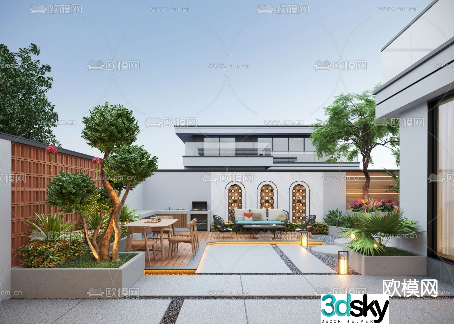 Villa courtyard garden 3d model