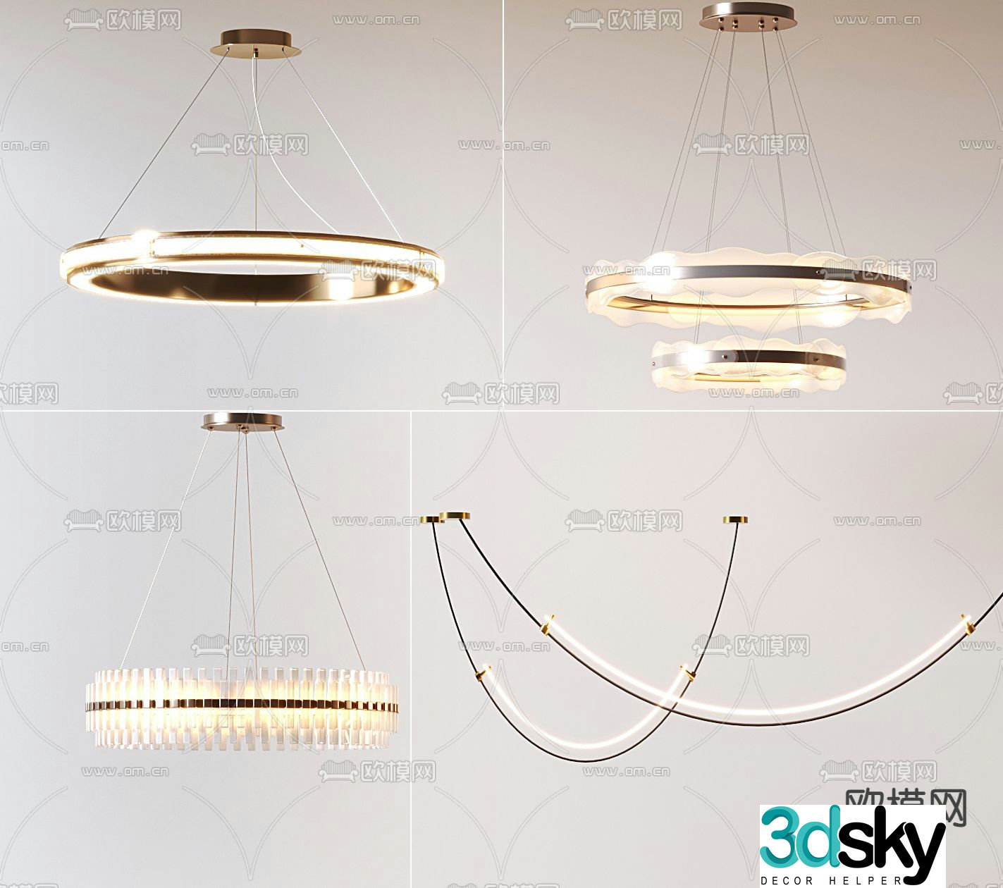 Ring chandelier hall chandelier 3d model