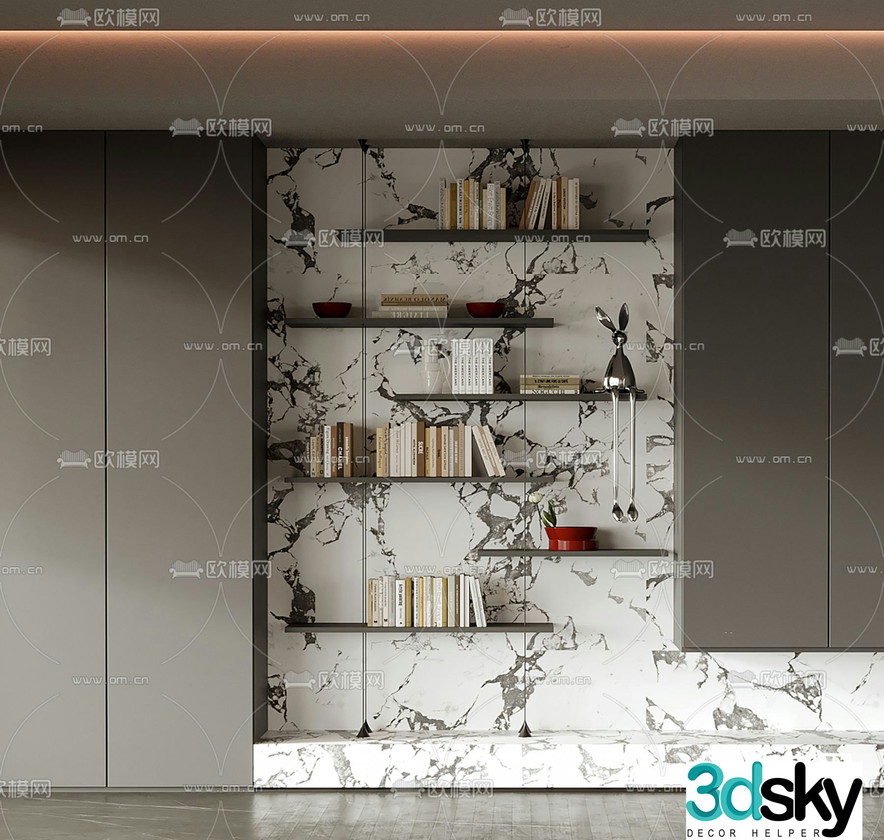Modern storage shelf bookshelf 3d model