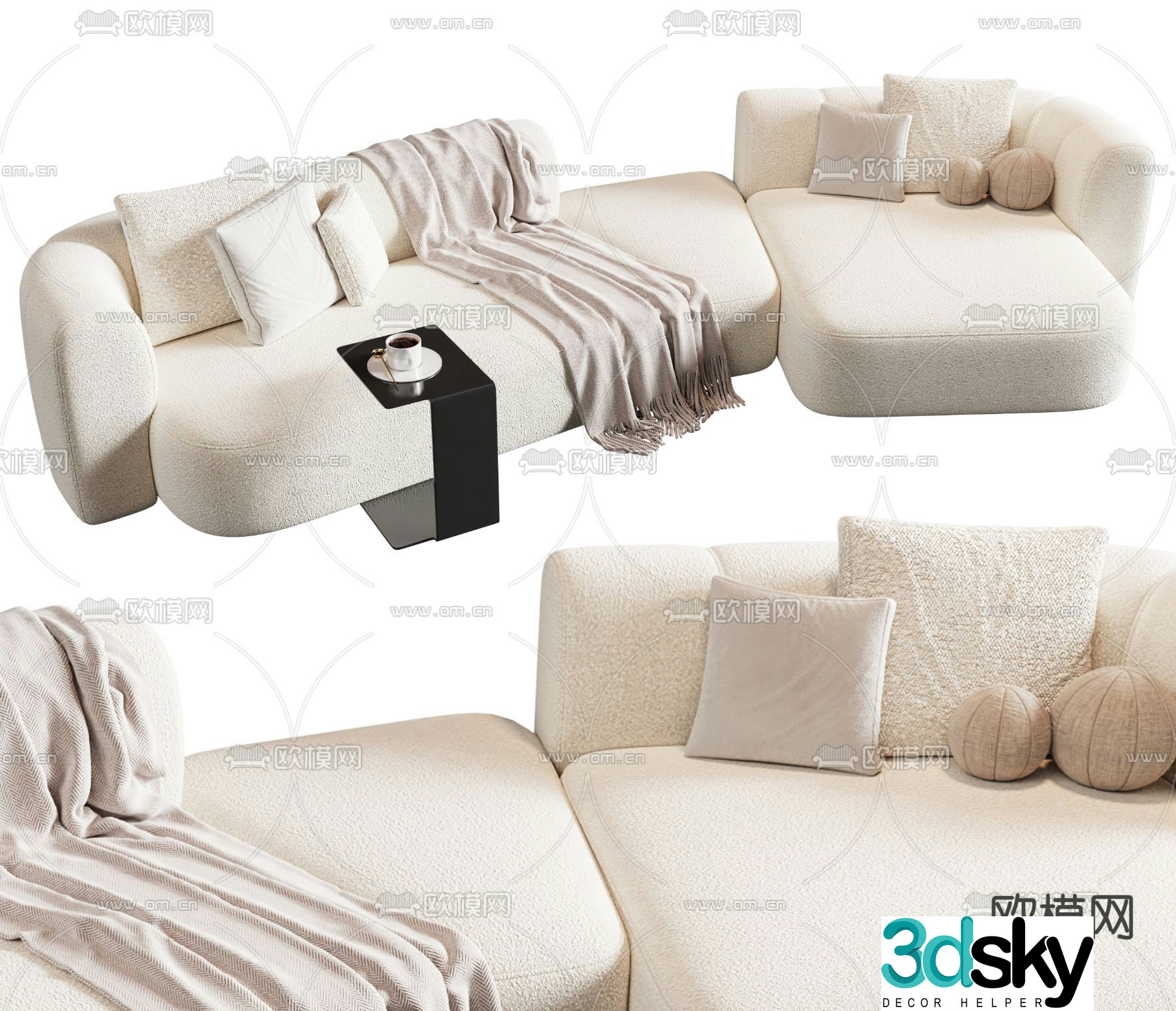 Modern special-shaped sofa multi-person sofa 3D model