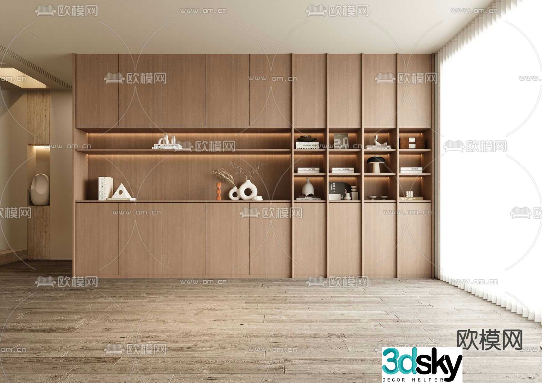 Wabi-sabi style bookcase 3d model