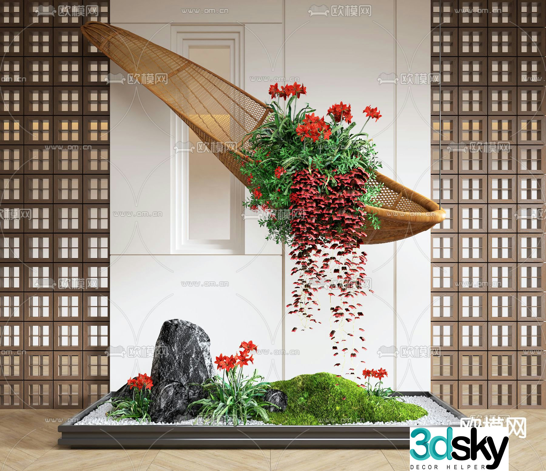 Indoor landscape plant landscaping hanging device 3d model