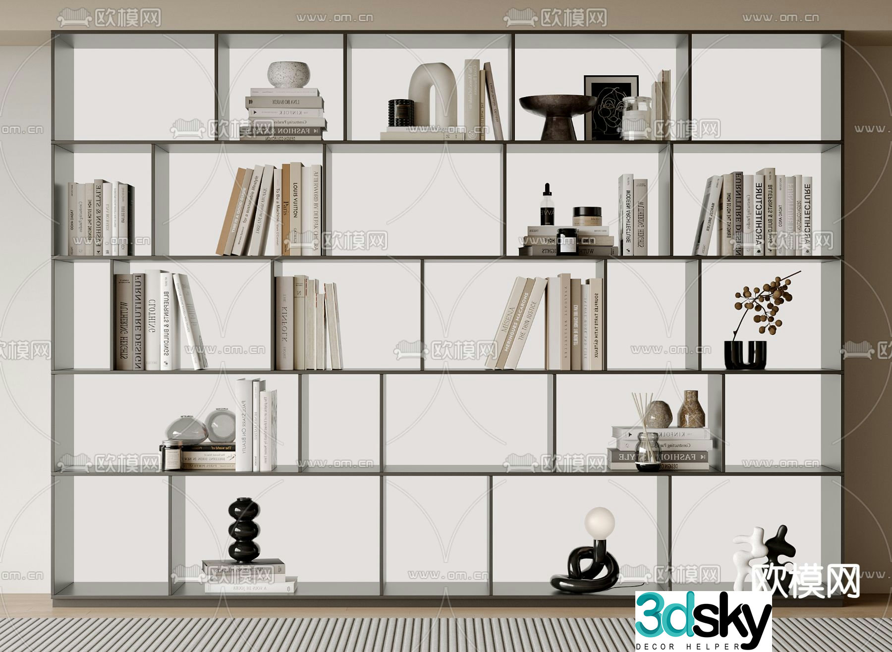 Modern bookshelf storage rack 3d model