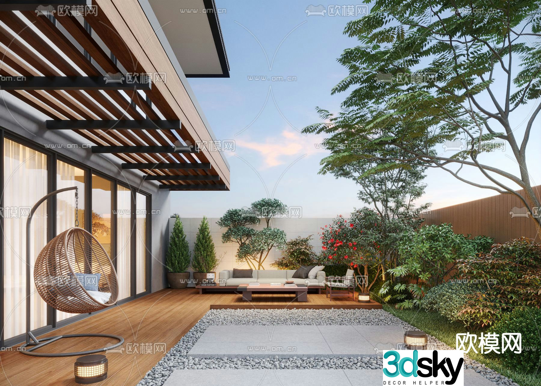 Villa courtyard courtyard landscape 3d model