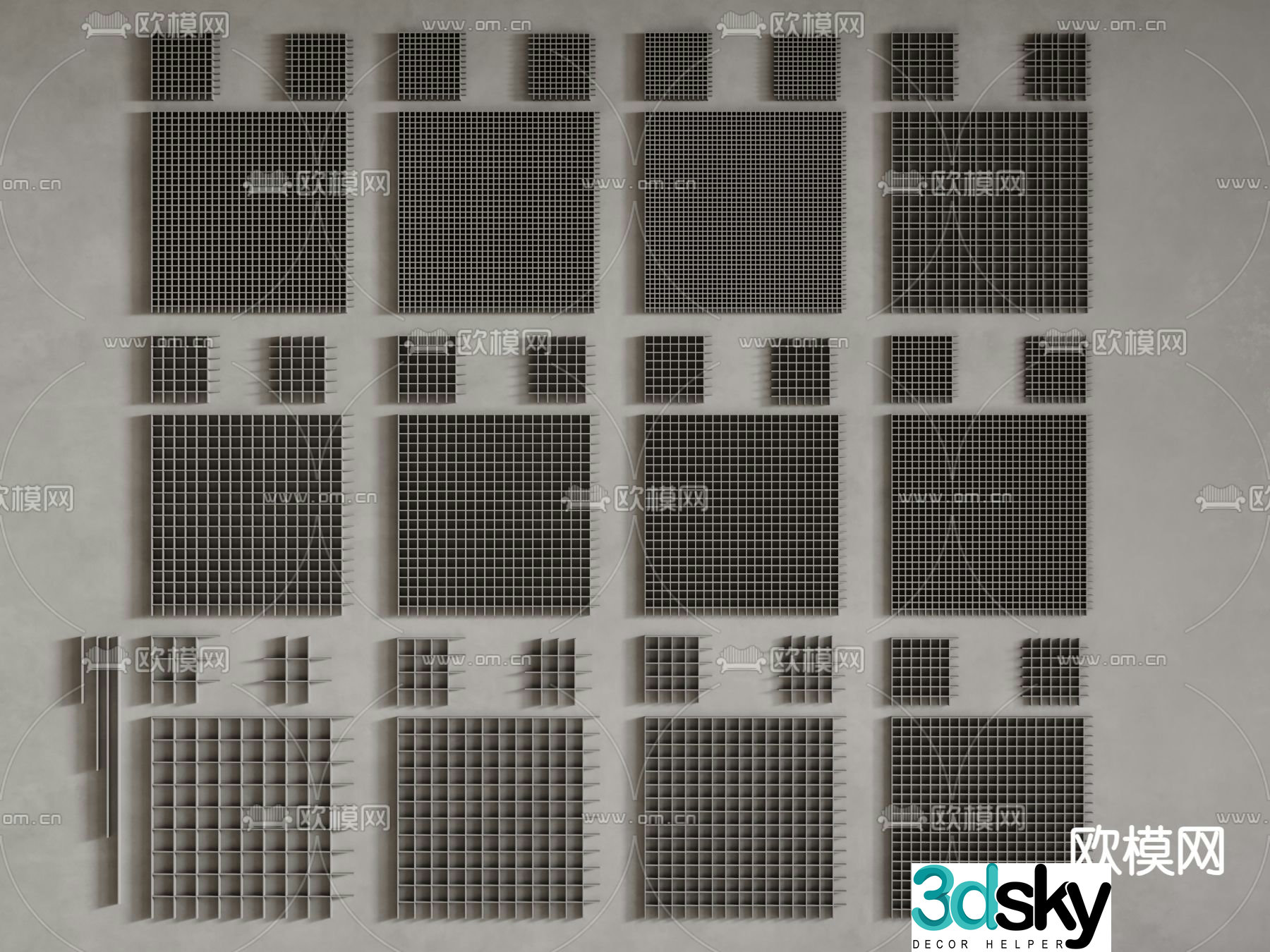 Grille ceiling aluminum square pass ceiling 3D model