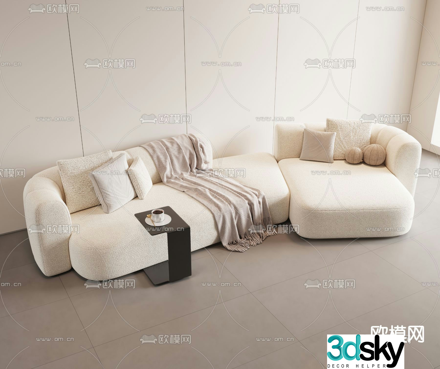 Modern shaped sofa multi-person sofa 3d model