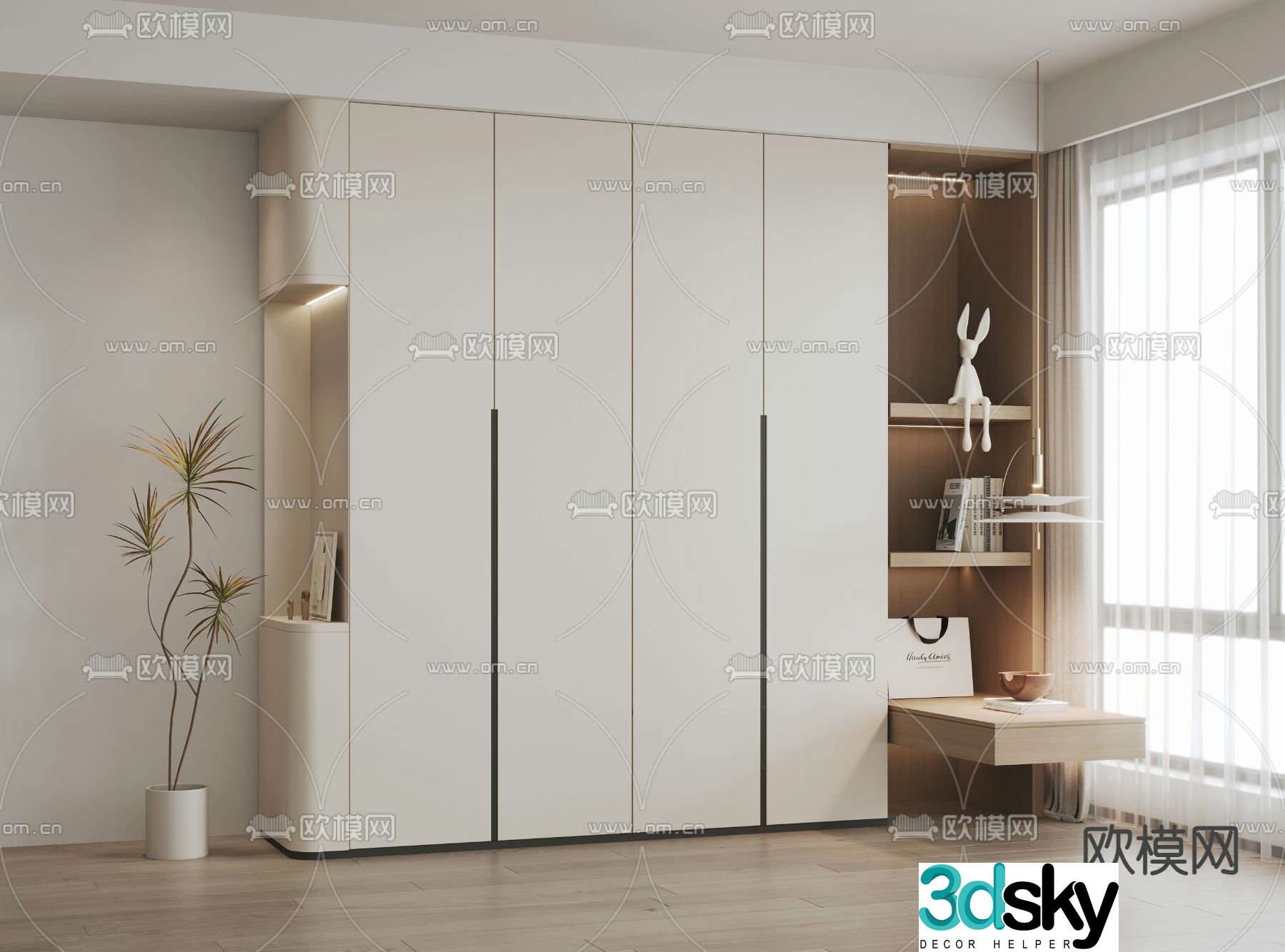 Modern wardrobe integrated cabinet 3d model